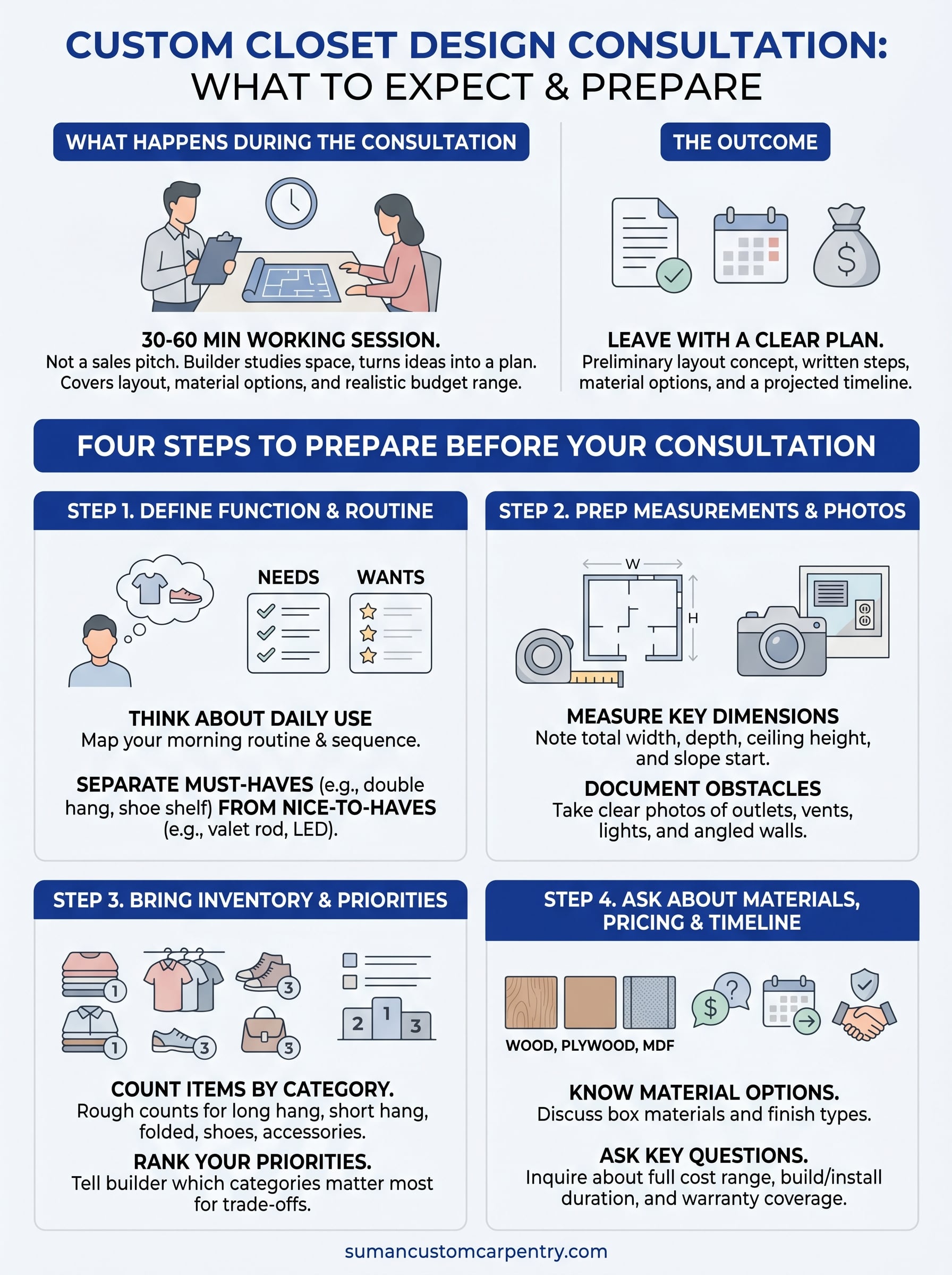 custom closet design consultation infographic