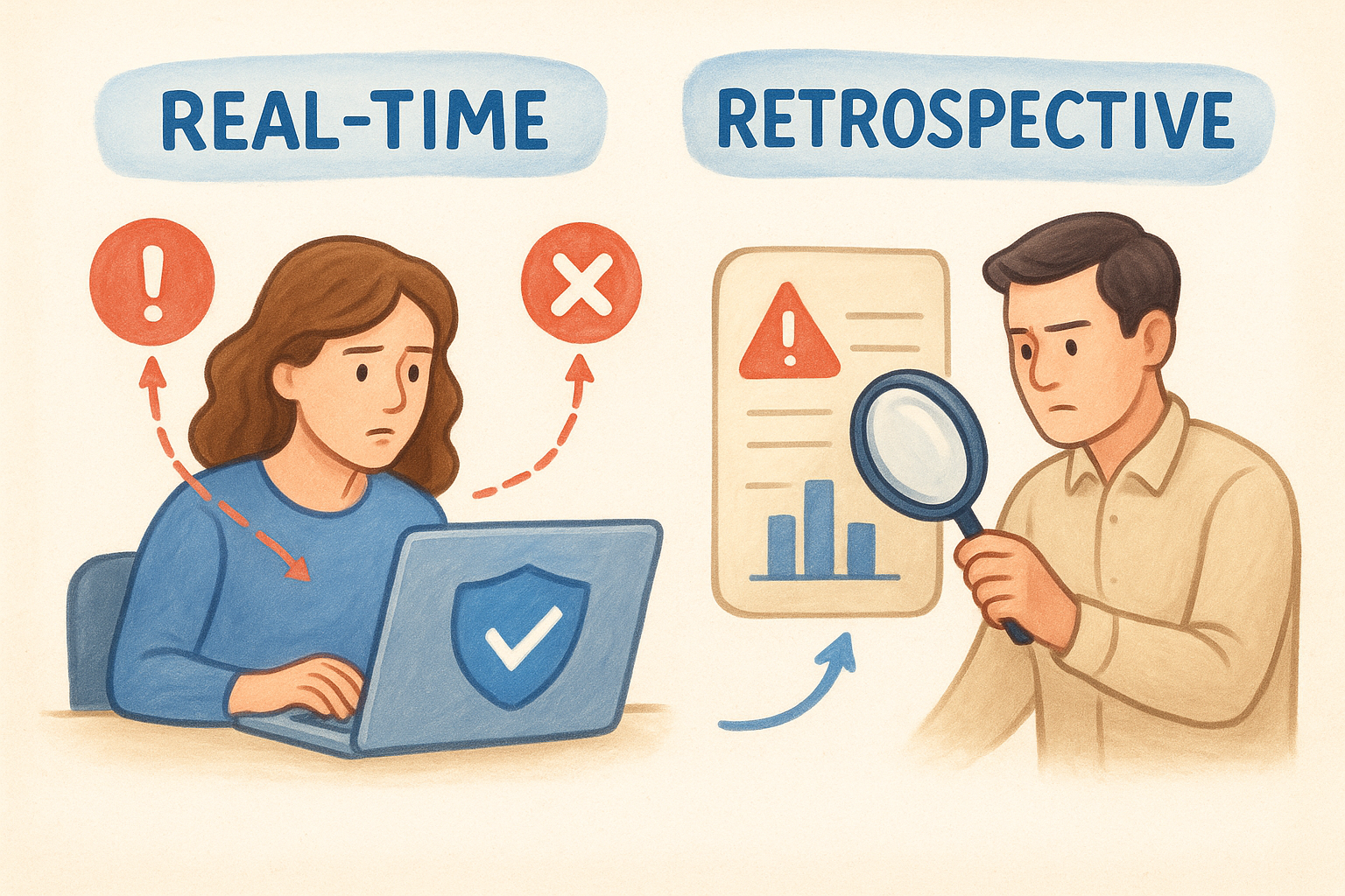 Real-time vs retrospective fraud detection