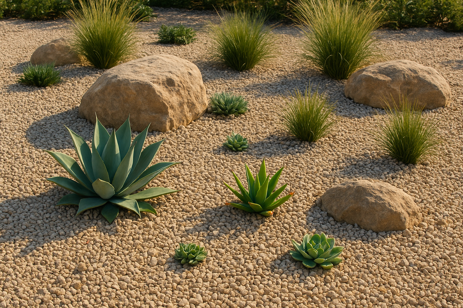 4. Low-maintenance rock garden and xeriscape look