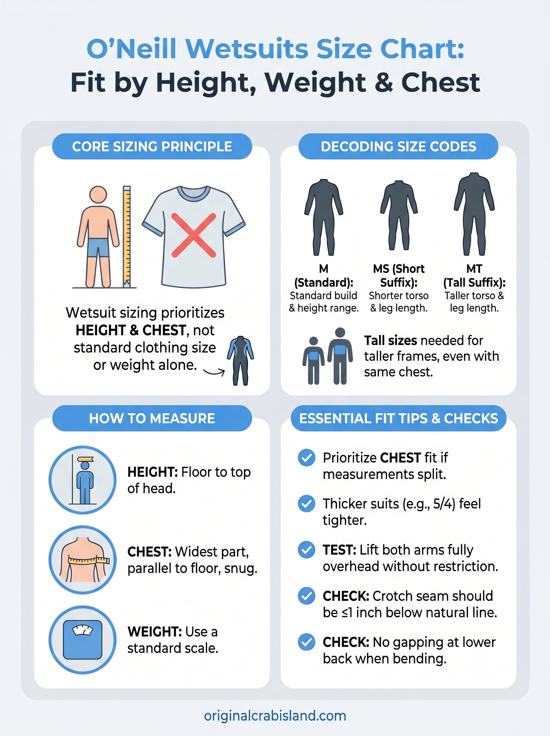 o'neill wetsuits size chart infographic