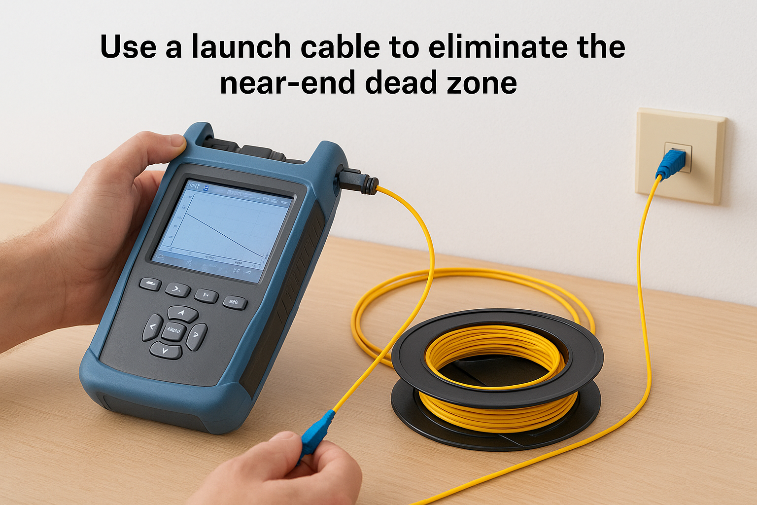 Use a launch cable to eliminate the near-end dead zone