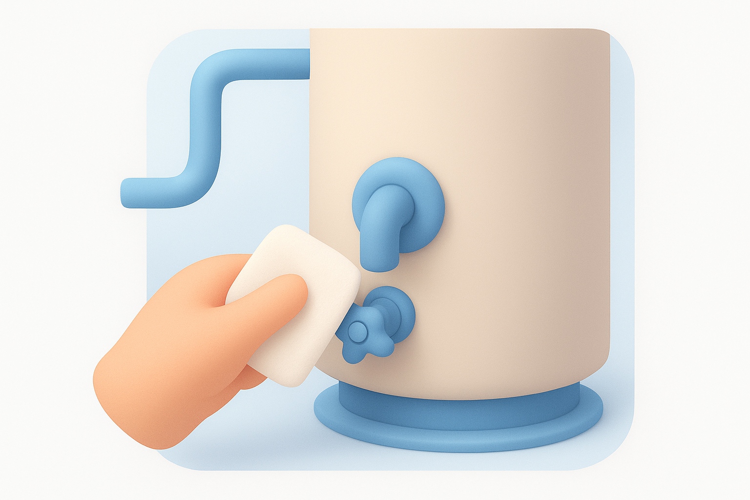 Check the drain valve and bottom fittings