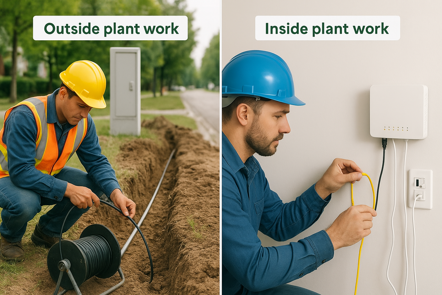The two main phases of a fiber install
