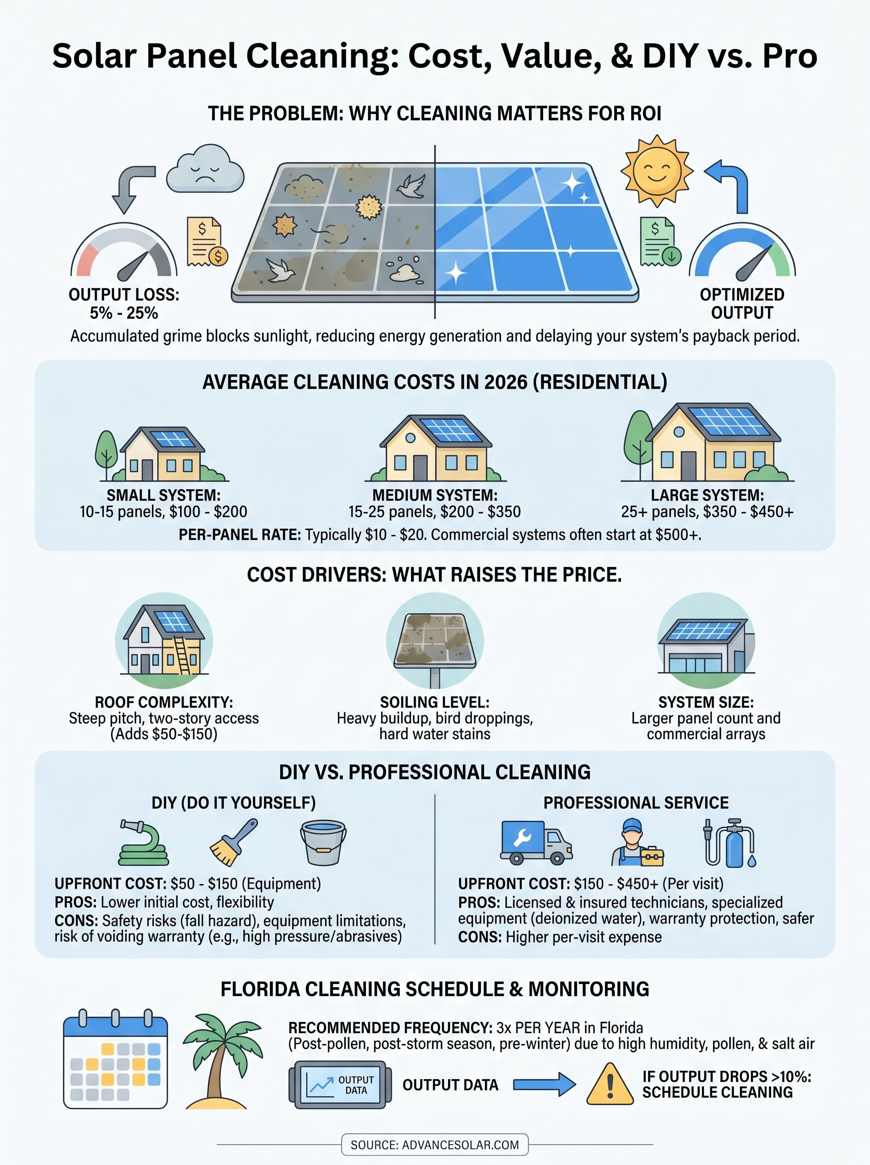 solar panel cleaning cost infographic