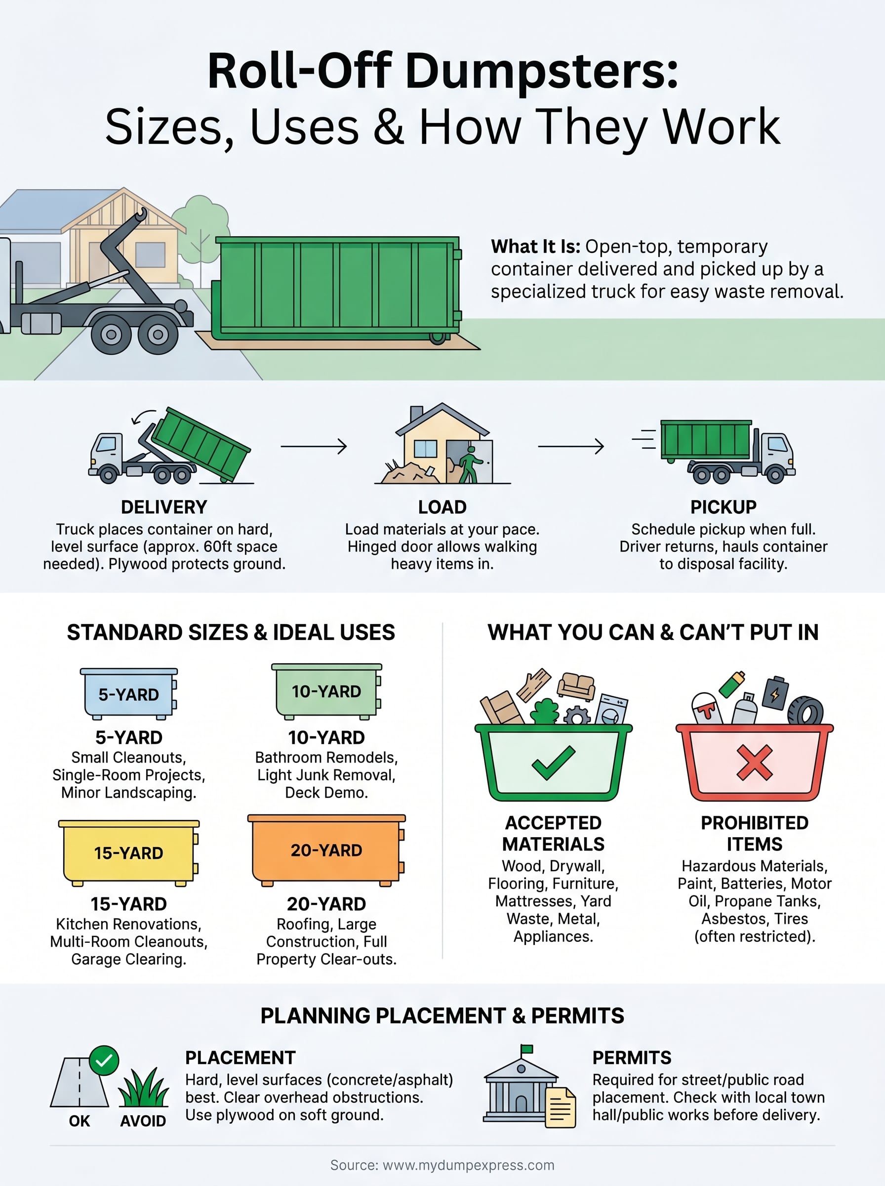 what is a roll off dumpster infographic