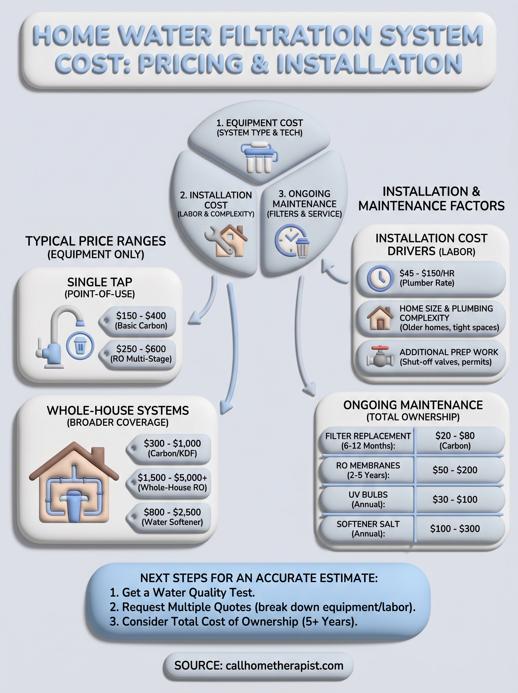 home water filtration system cost infographic