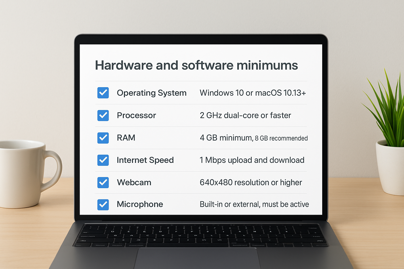 Hardware and software minimums