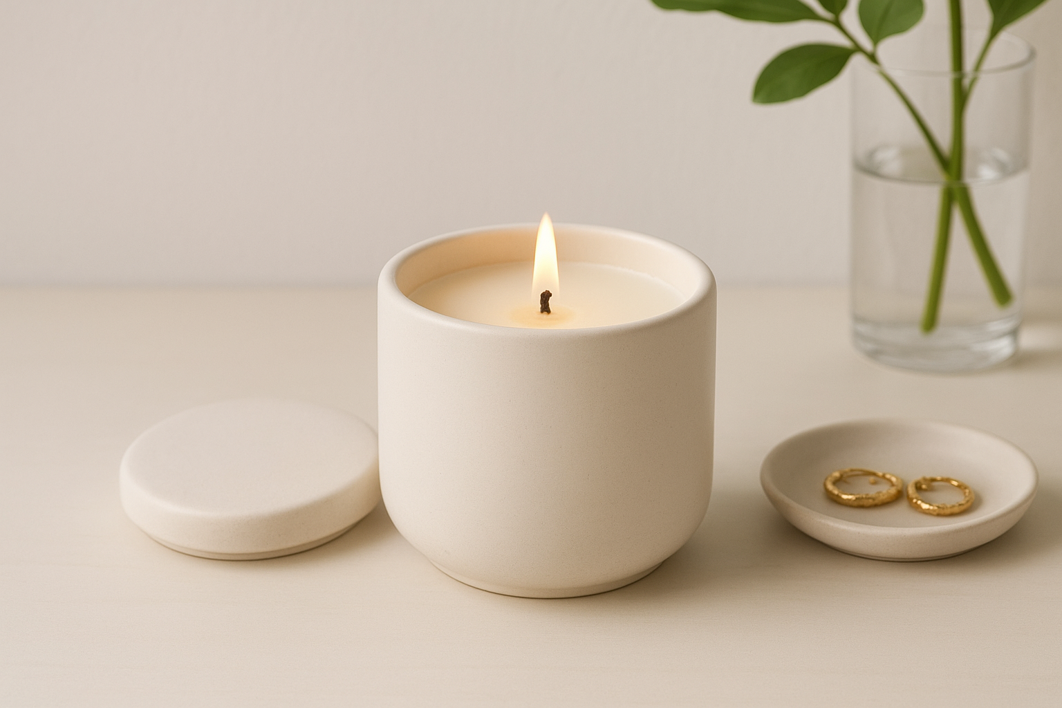 2. IKEA JÄMNMOD scented candle in ceramic jar with lid
