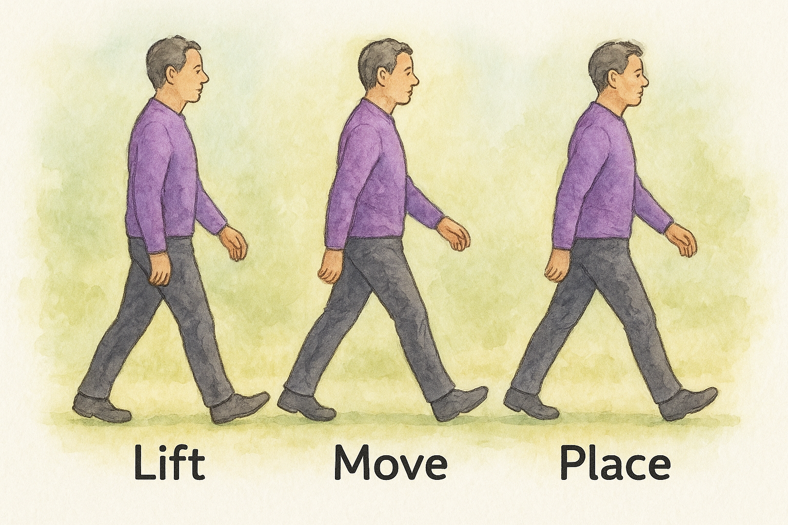Break each step into three distinct phases