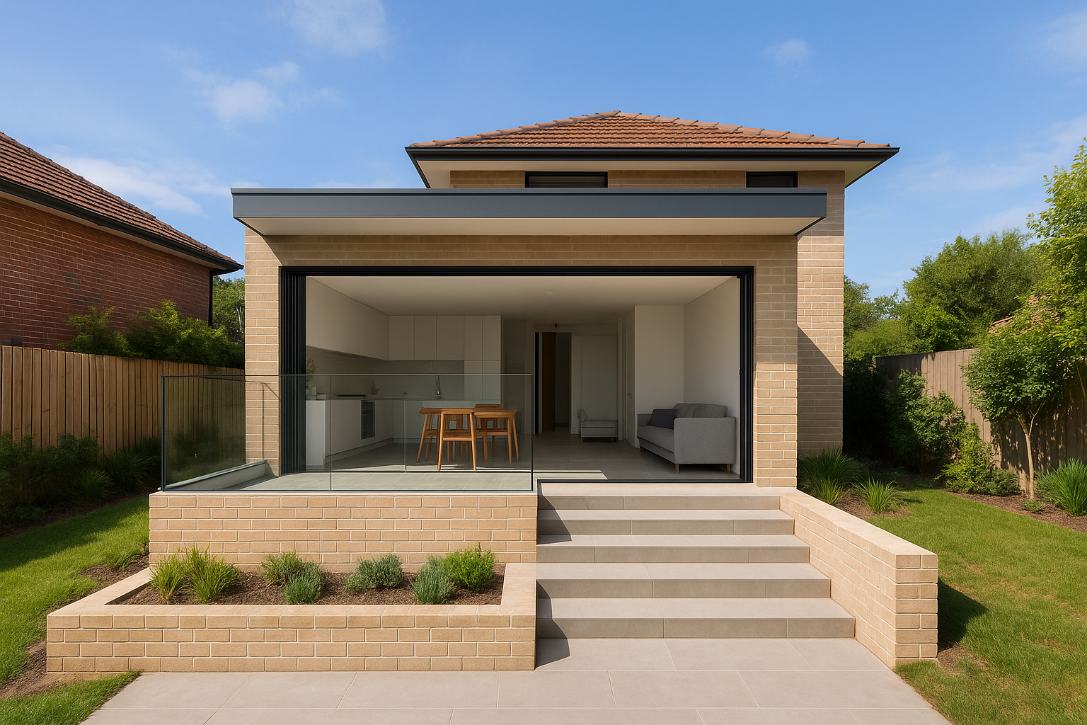 5. Split-level rear extension for sloping blocks