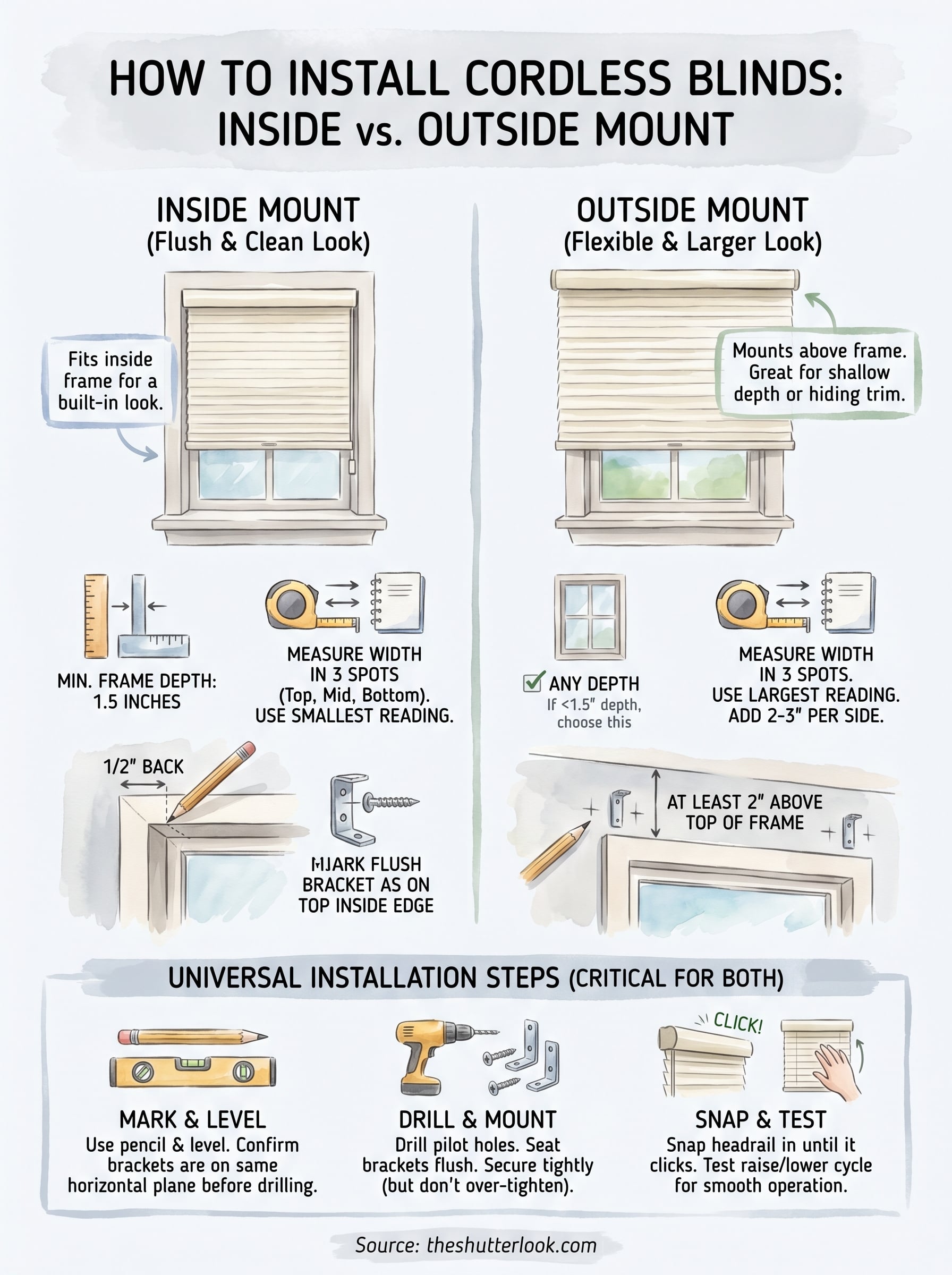 how to install cordless blinds infographic