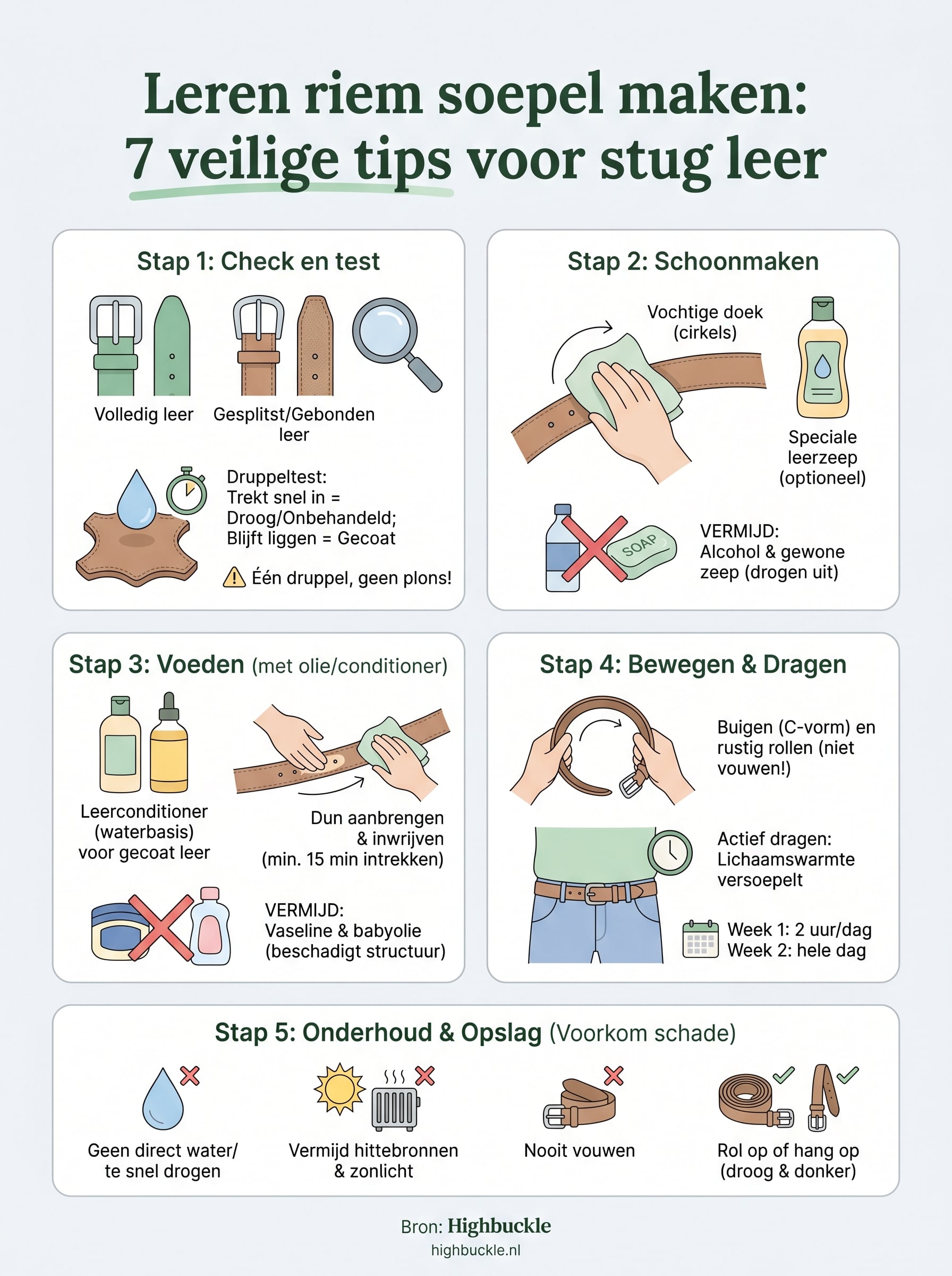 leren riem soepel maken infographic