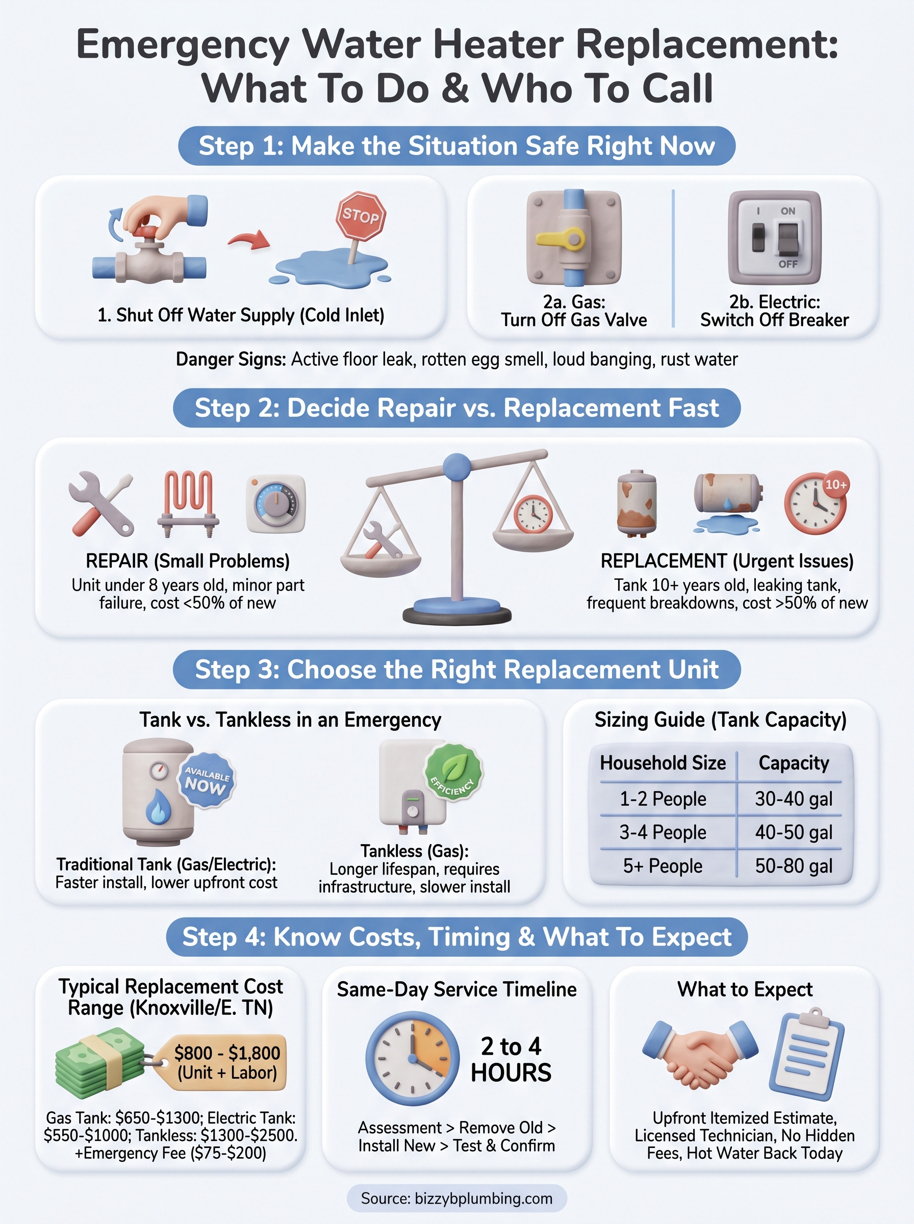 emergency water heater replacement infographic