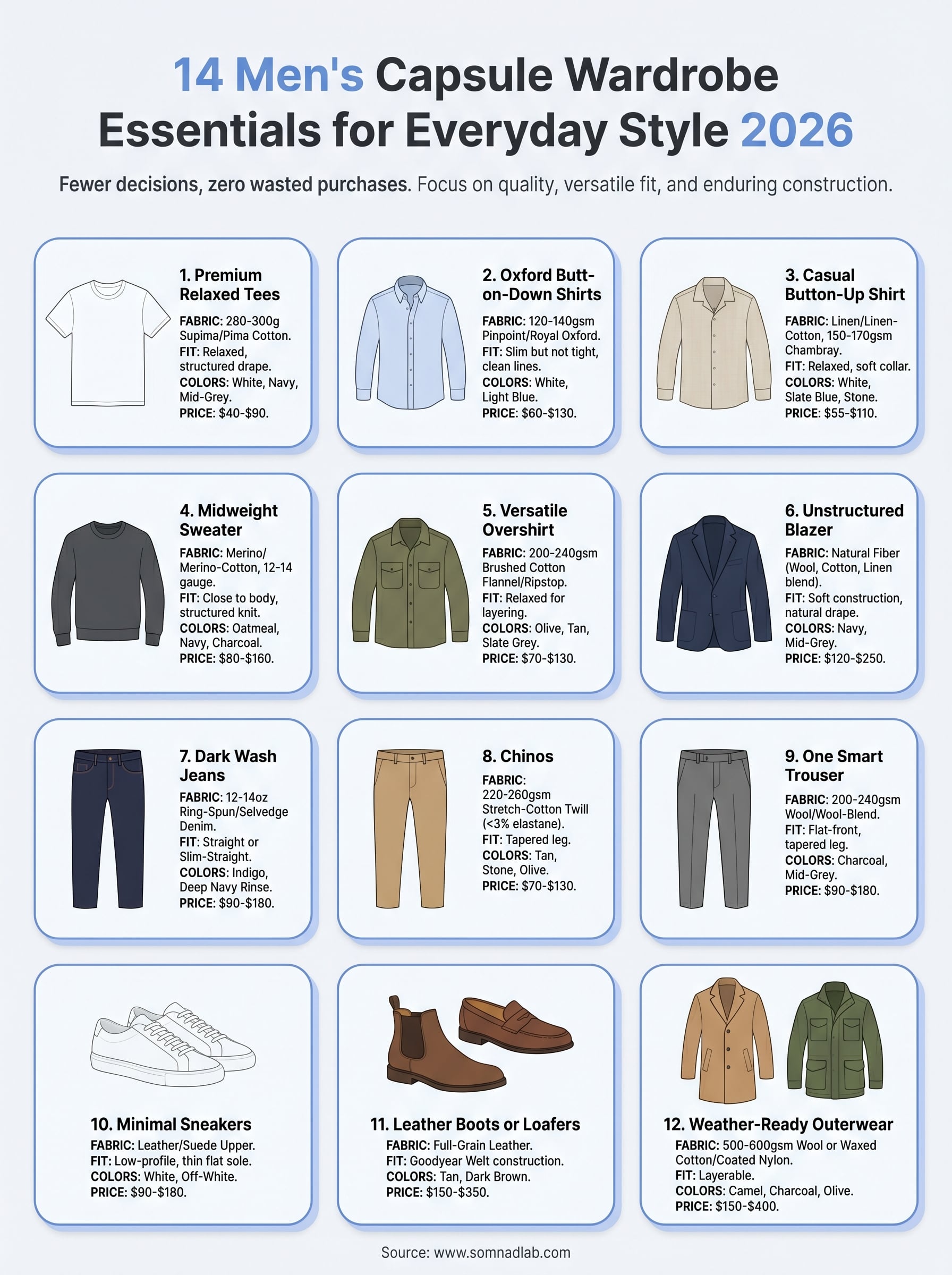 men's capsule wardrobe essentials infographic