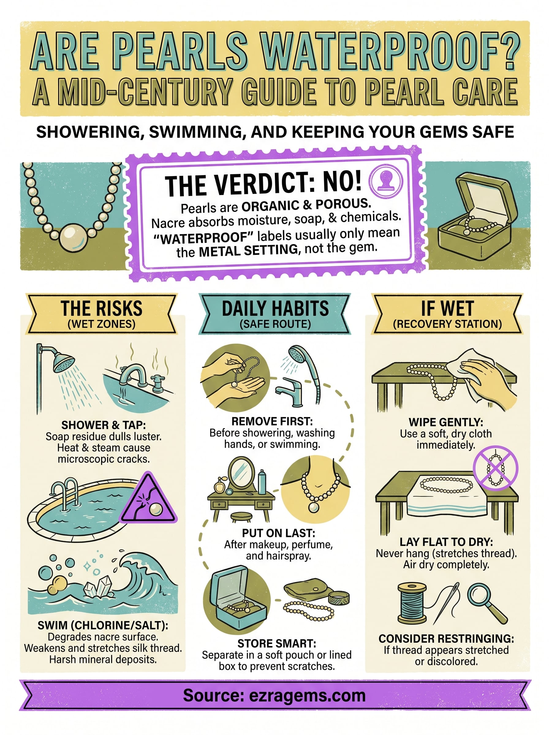 are pearls waterproof infographic