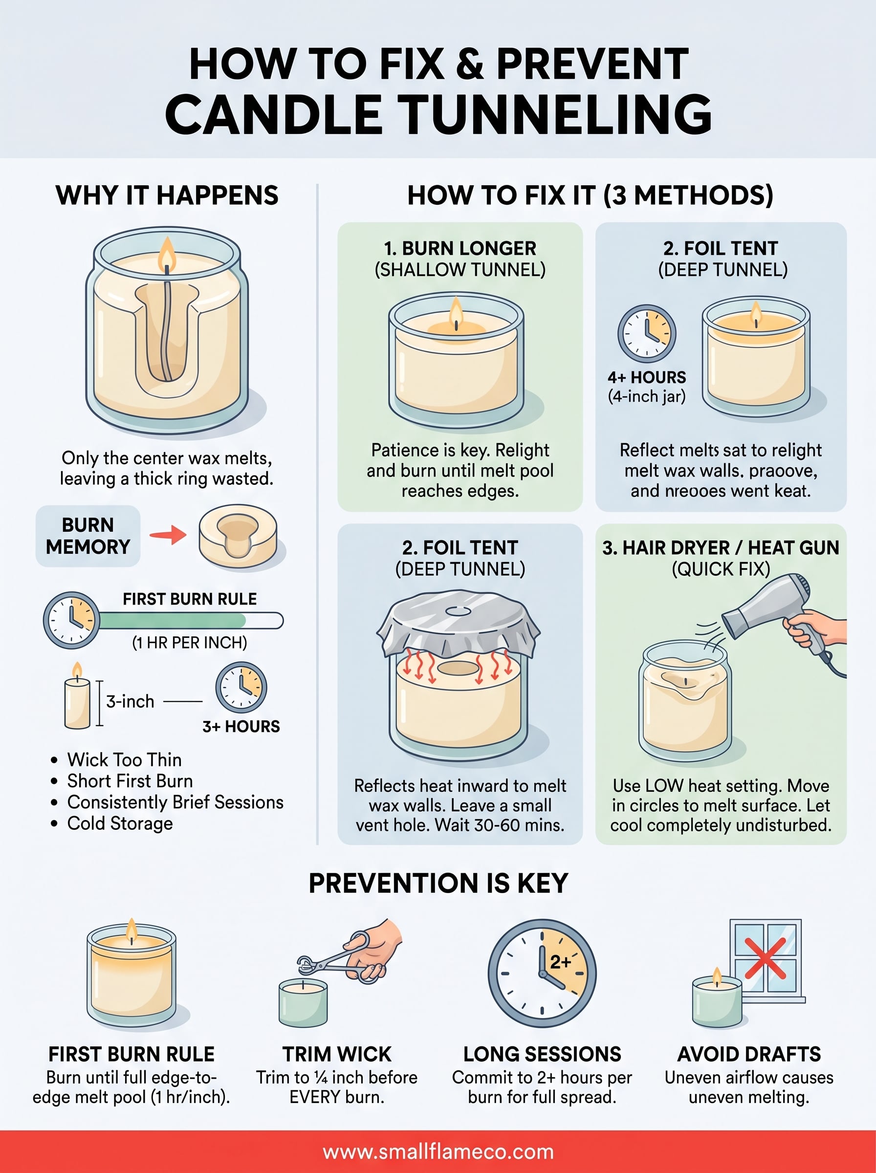 how to fix candle tunneling infographic