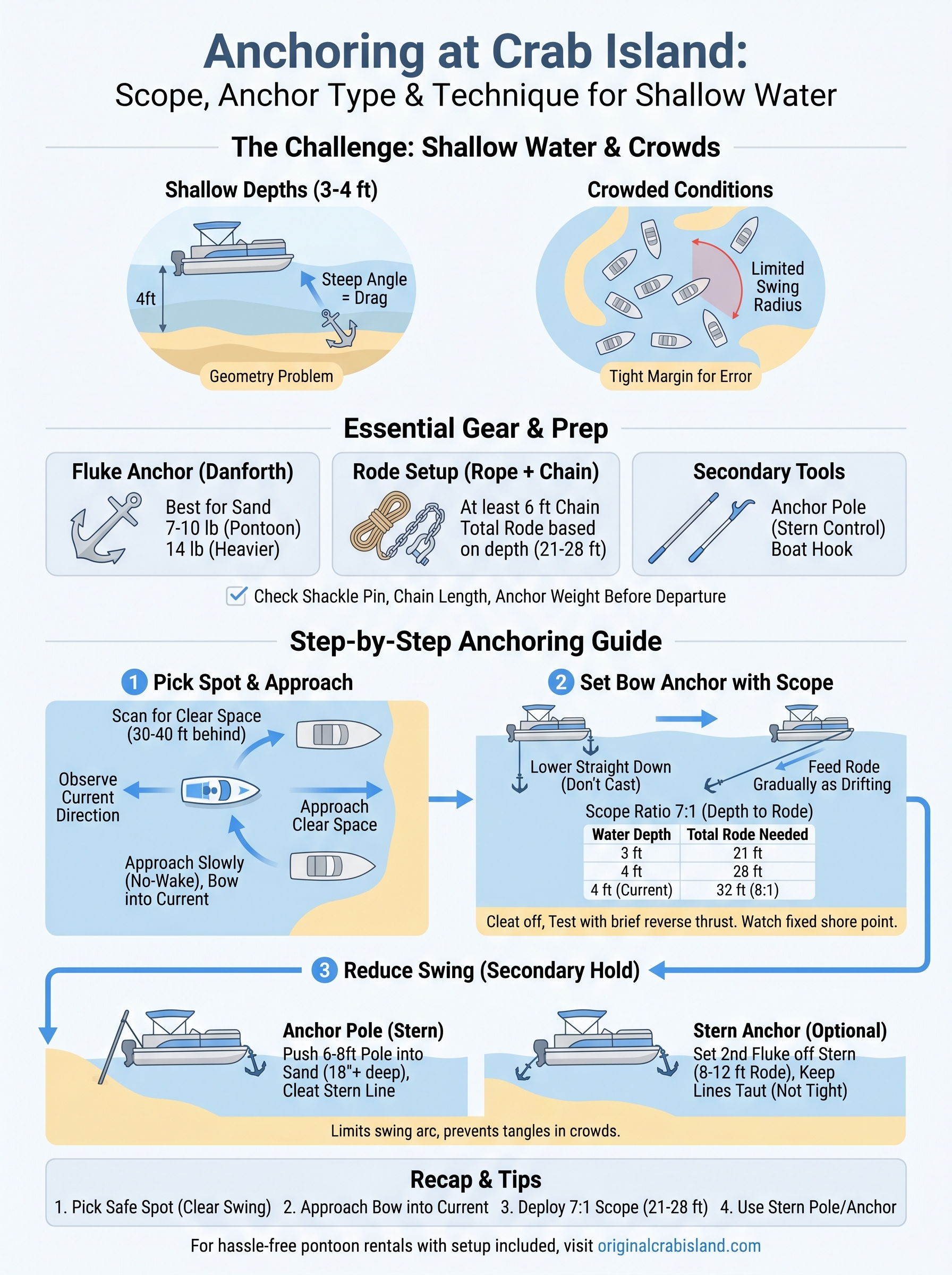 how to anchor in shallow water infographic