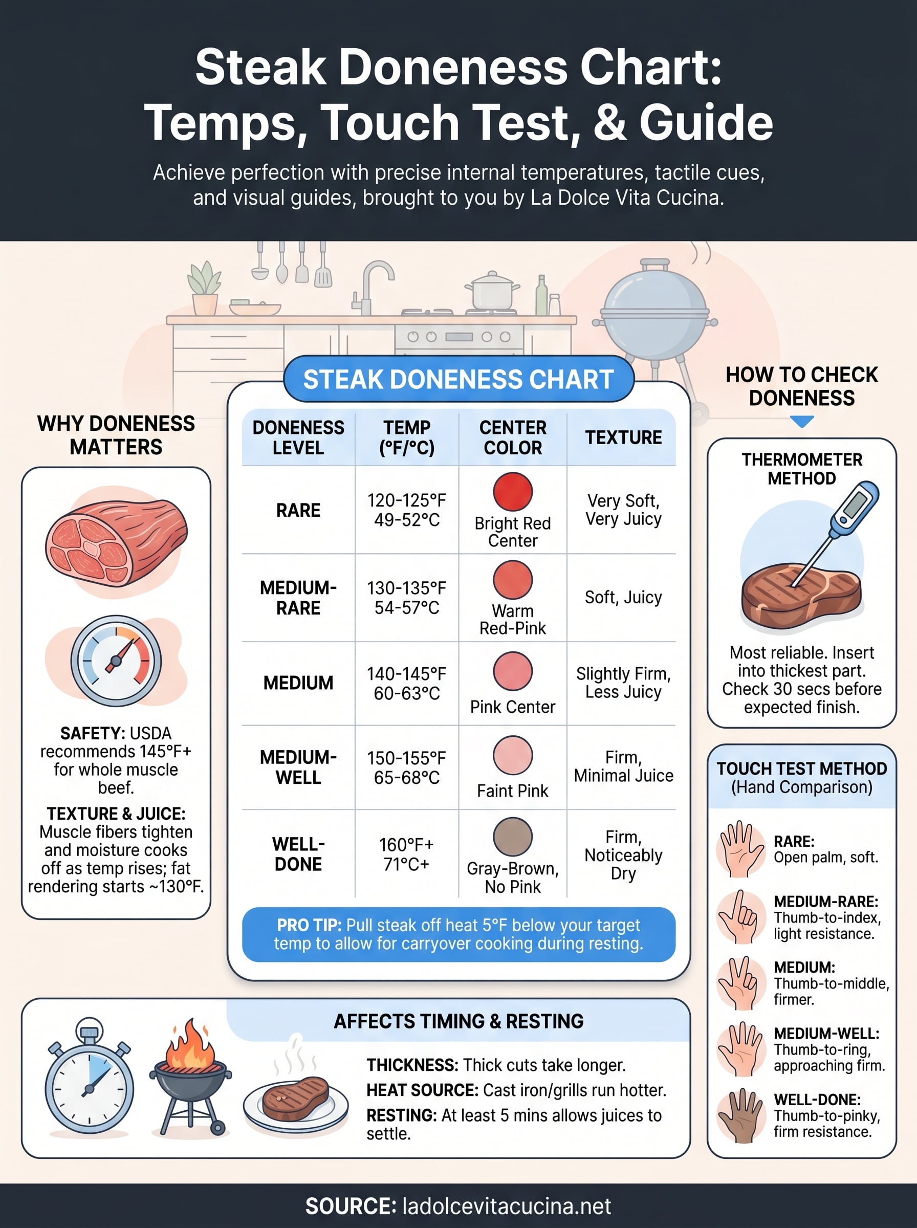 steak doneness chart infographic