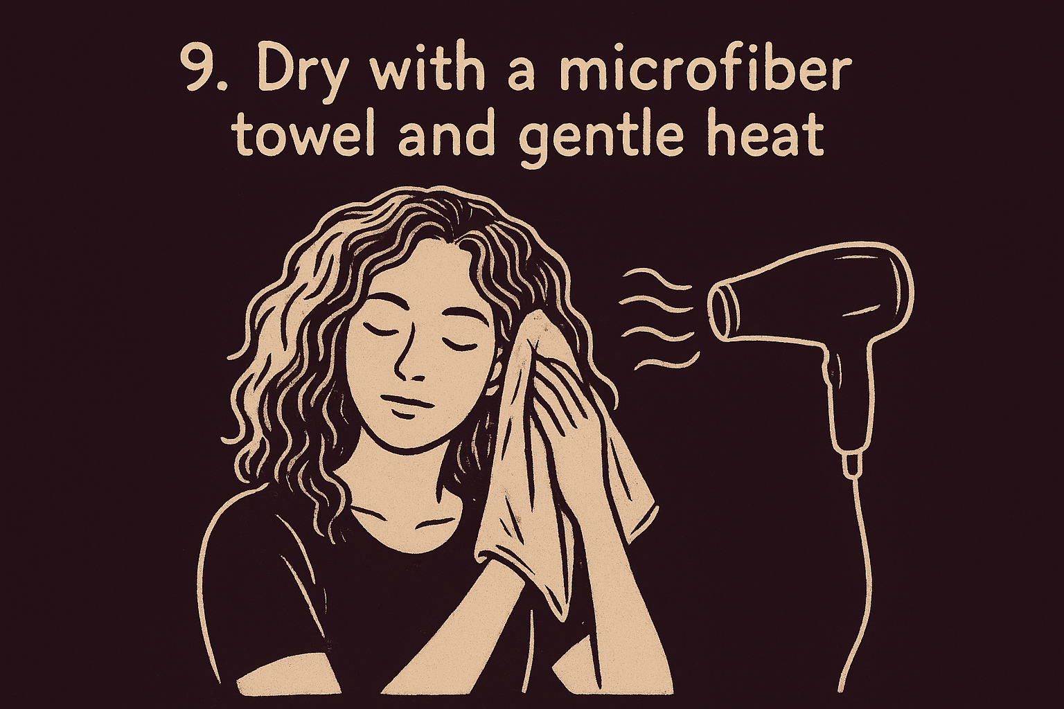 8. Dry with a microfiber towel and gentle heat