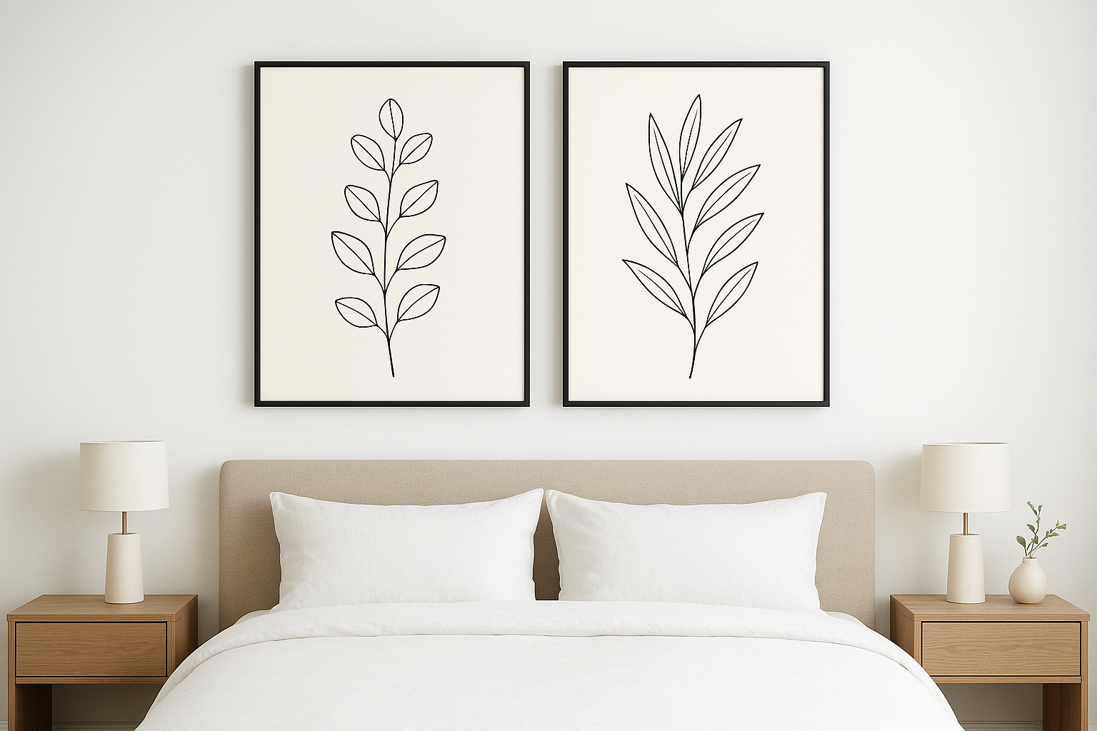 4. Botanisches Diptychon mit einfacher Linienführung