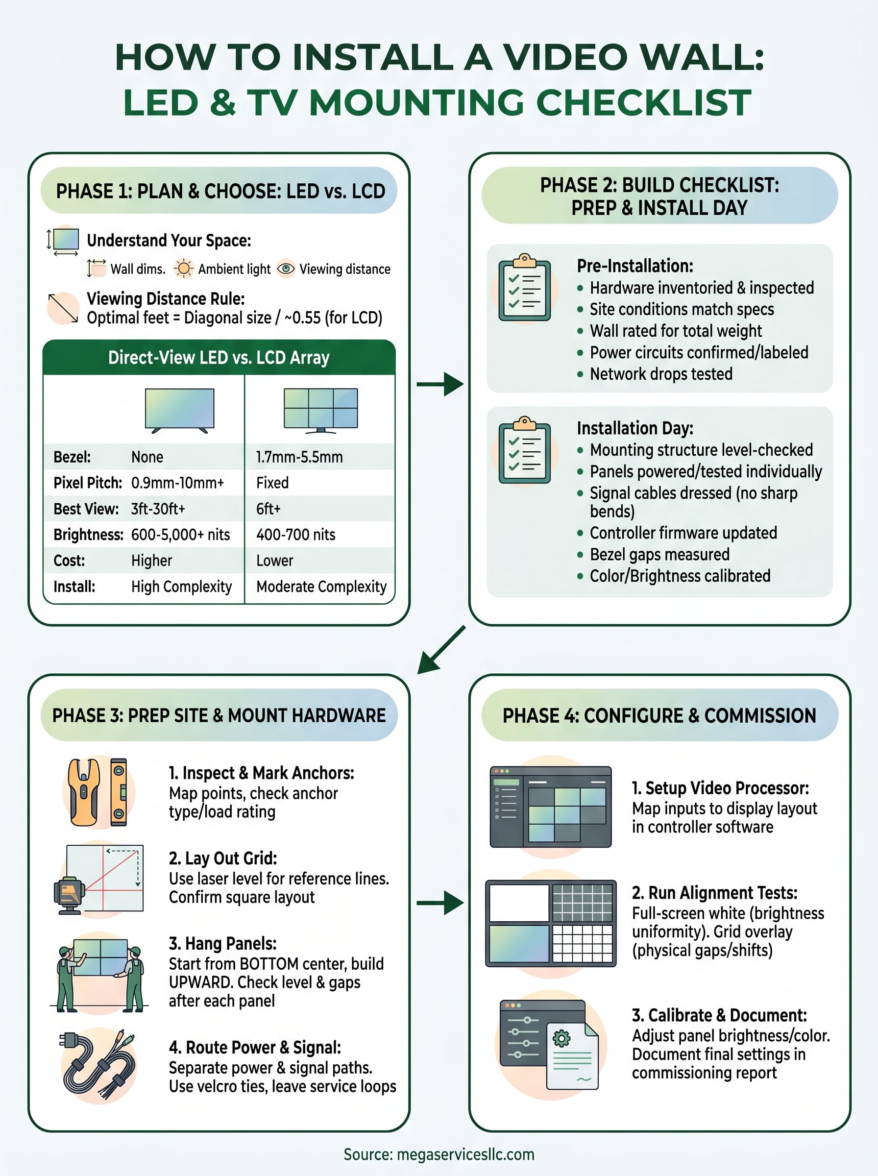 how to install a video wall infographic