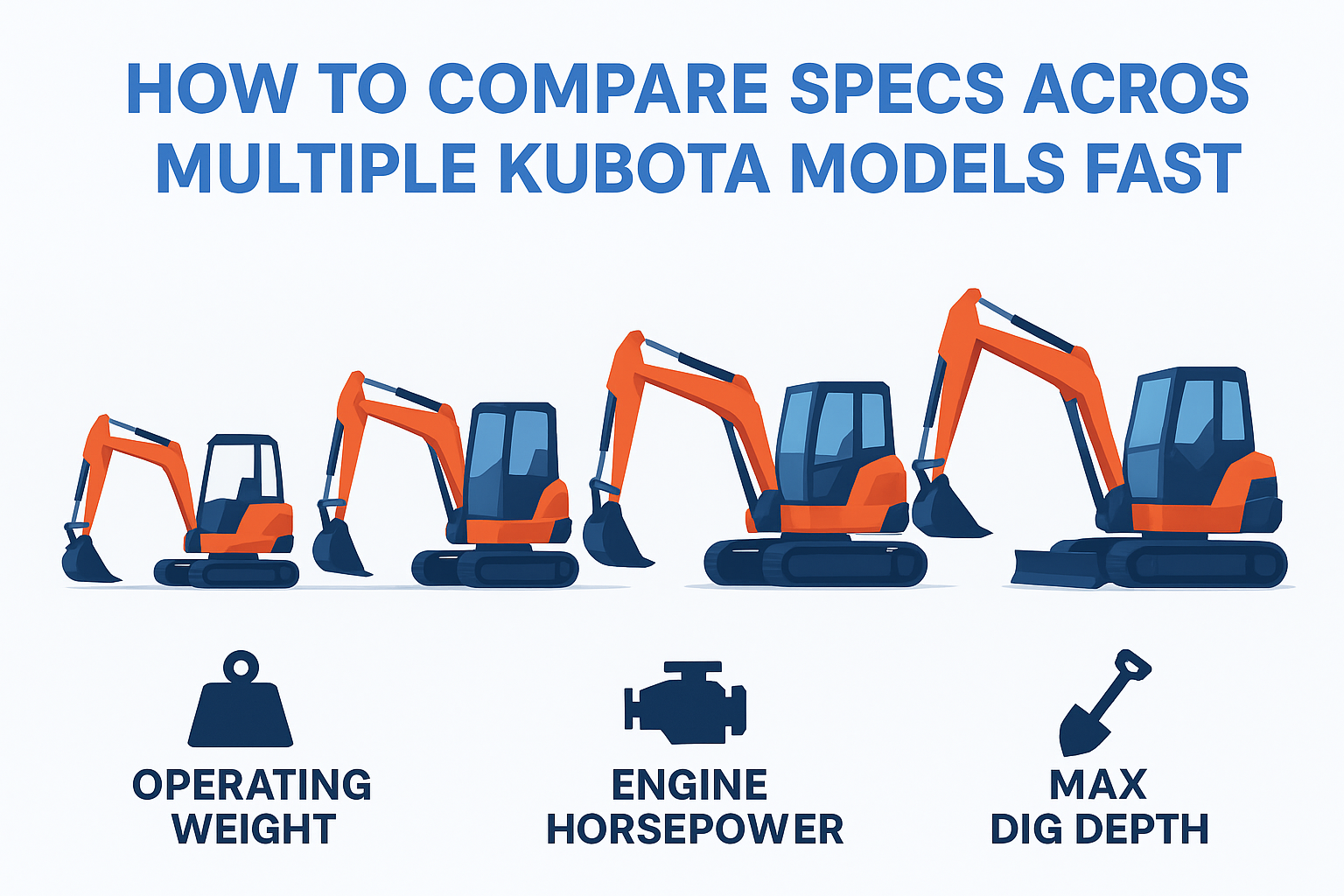 How to compare specs across multiple Kubota models fast
