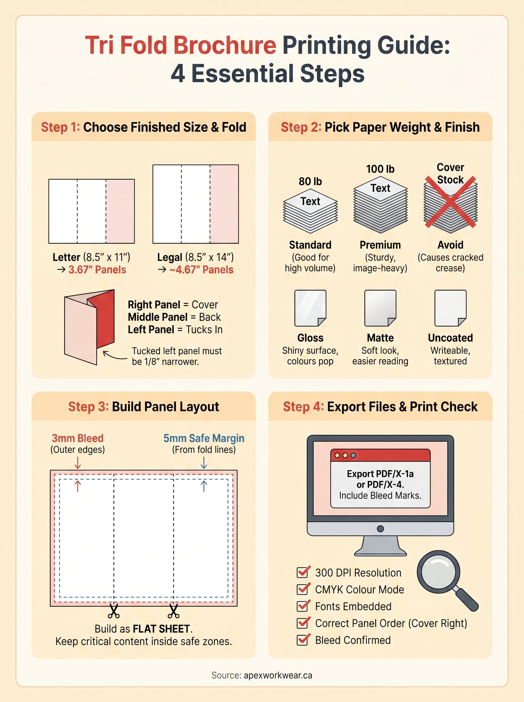 tri fold brochure printing infographic