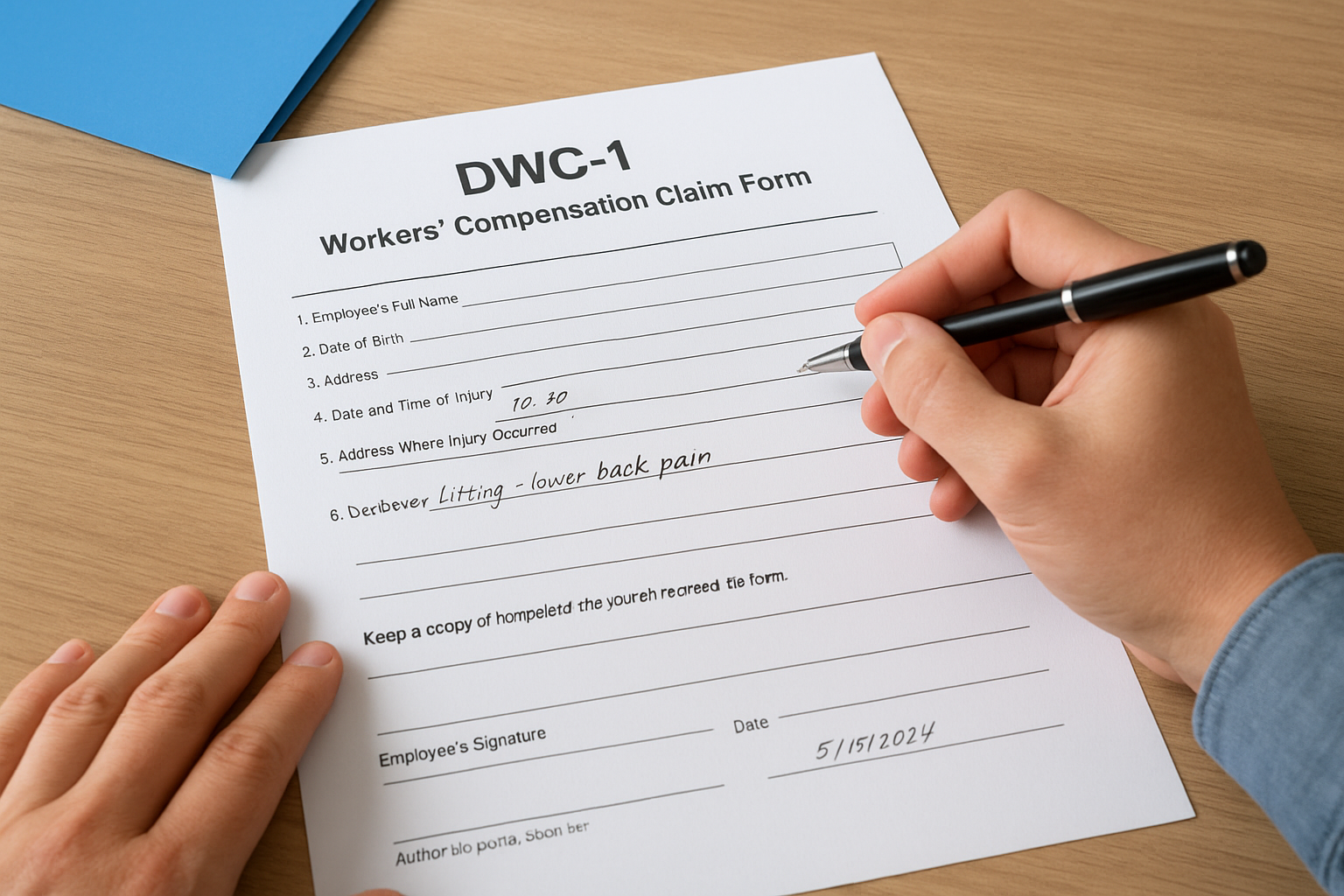 What the DWC-1 form asks you to fill out