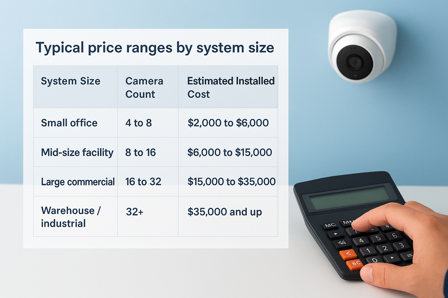 Typical price ranges by system size