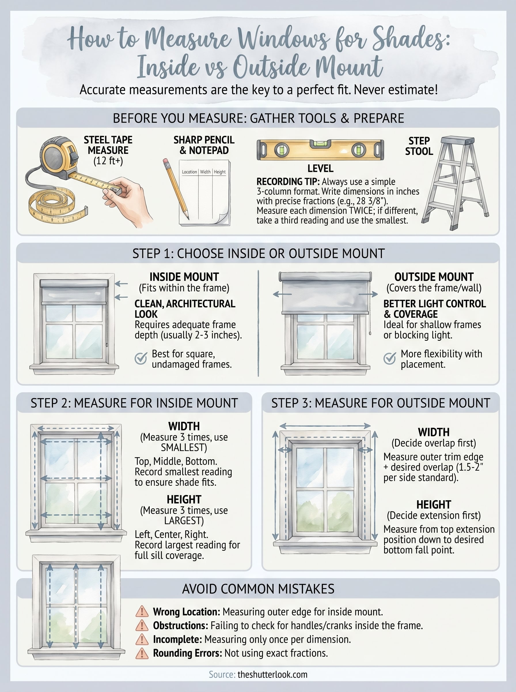 how to measure windows for shades infographic