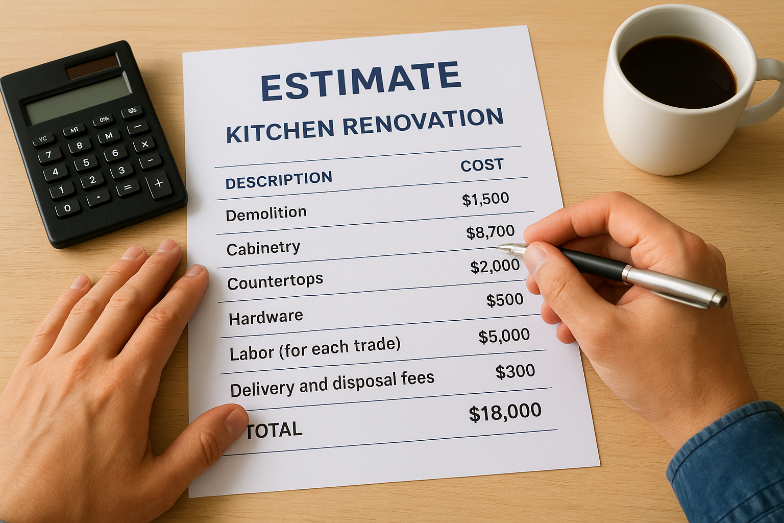 What a clear, comparable estimate includes