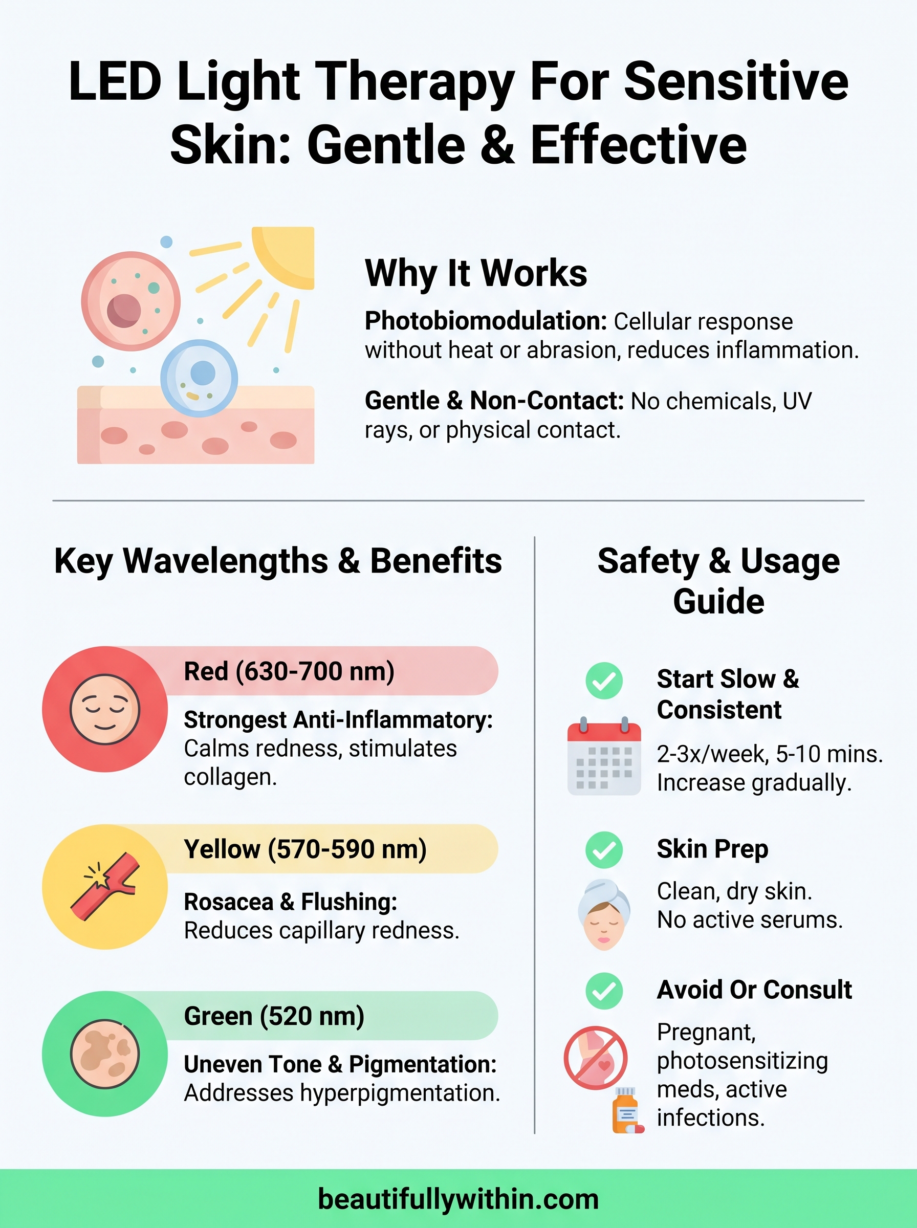 led light therapy for sensitive skin infographic