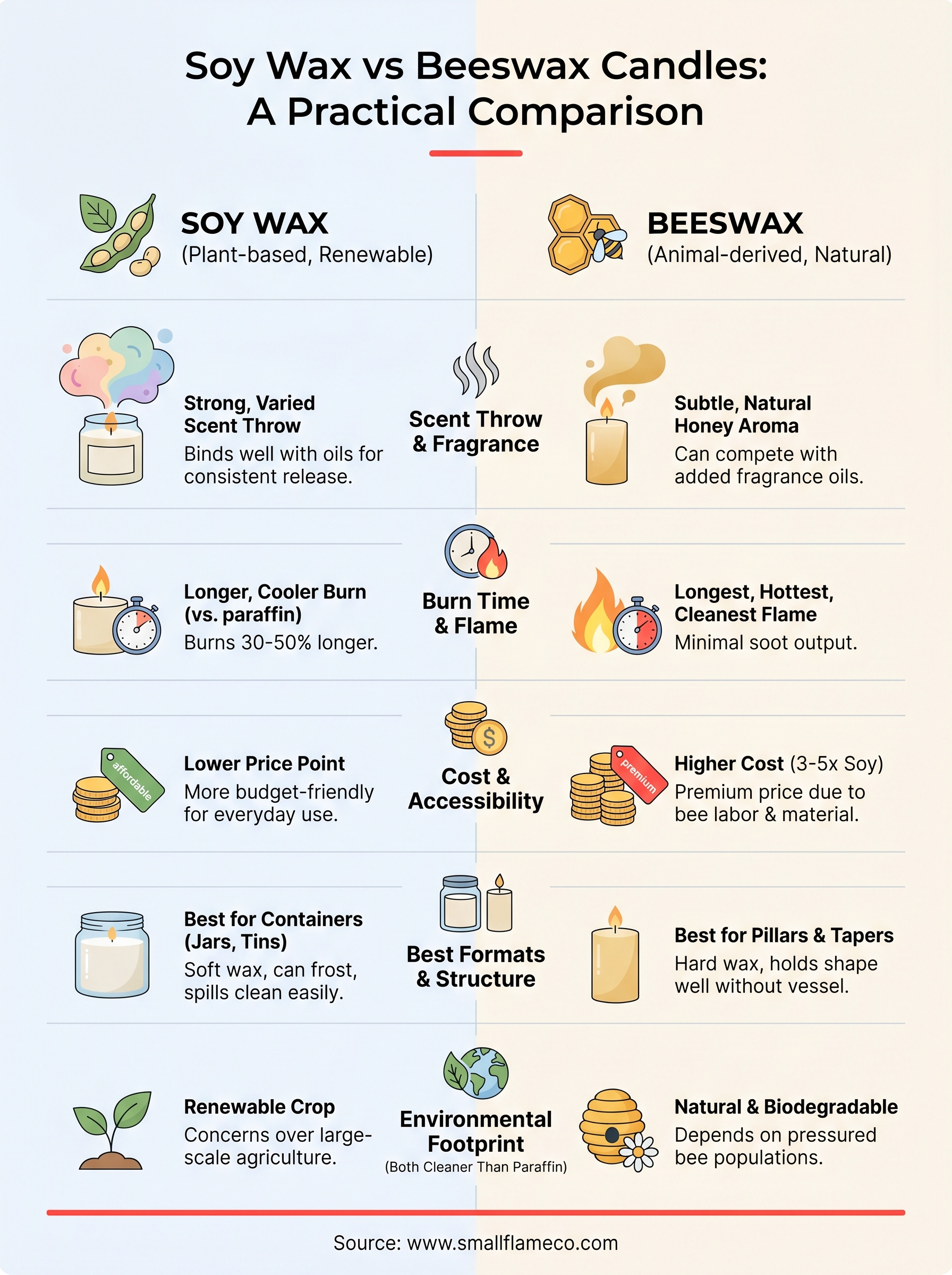 soy wax vs beeswax candles infographic