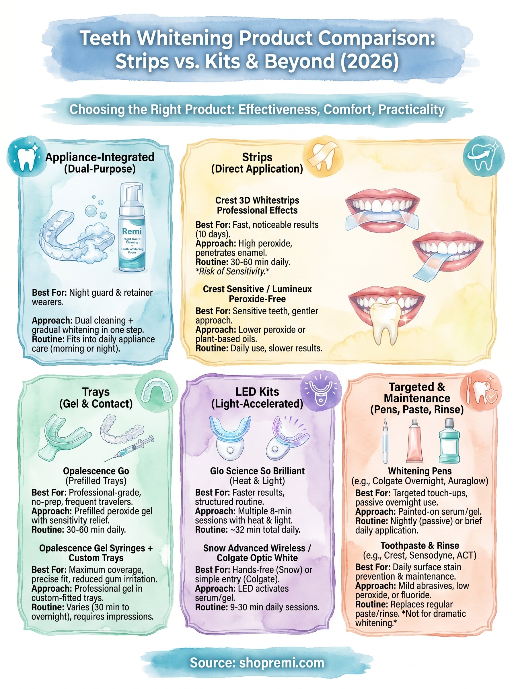 teeth whitening product comparison infographic