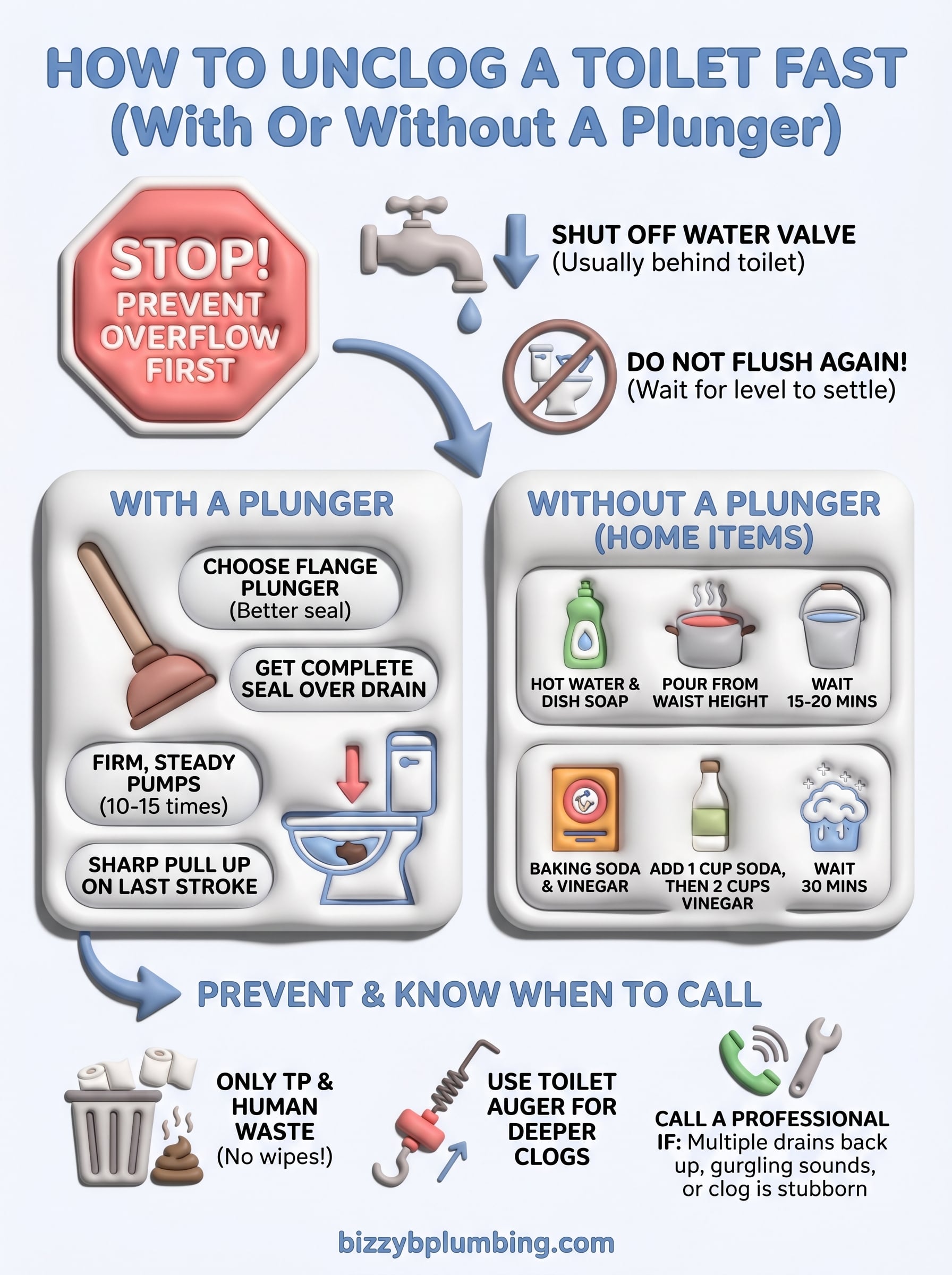 how to unclog a toilet infographic