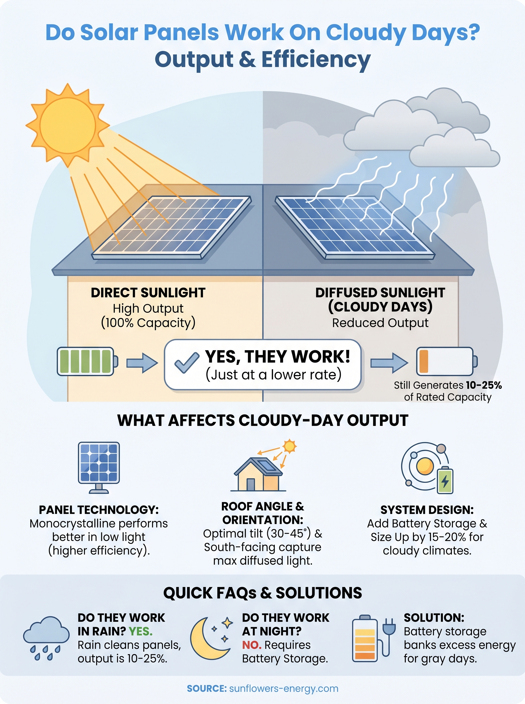 do solar panels work on cloudy days infographic