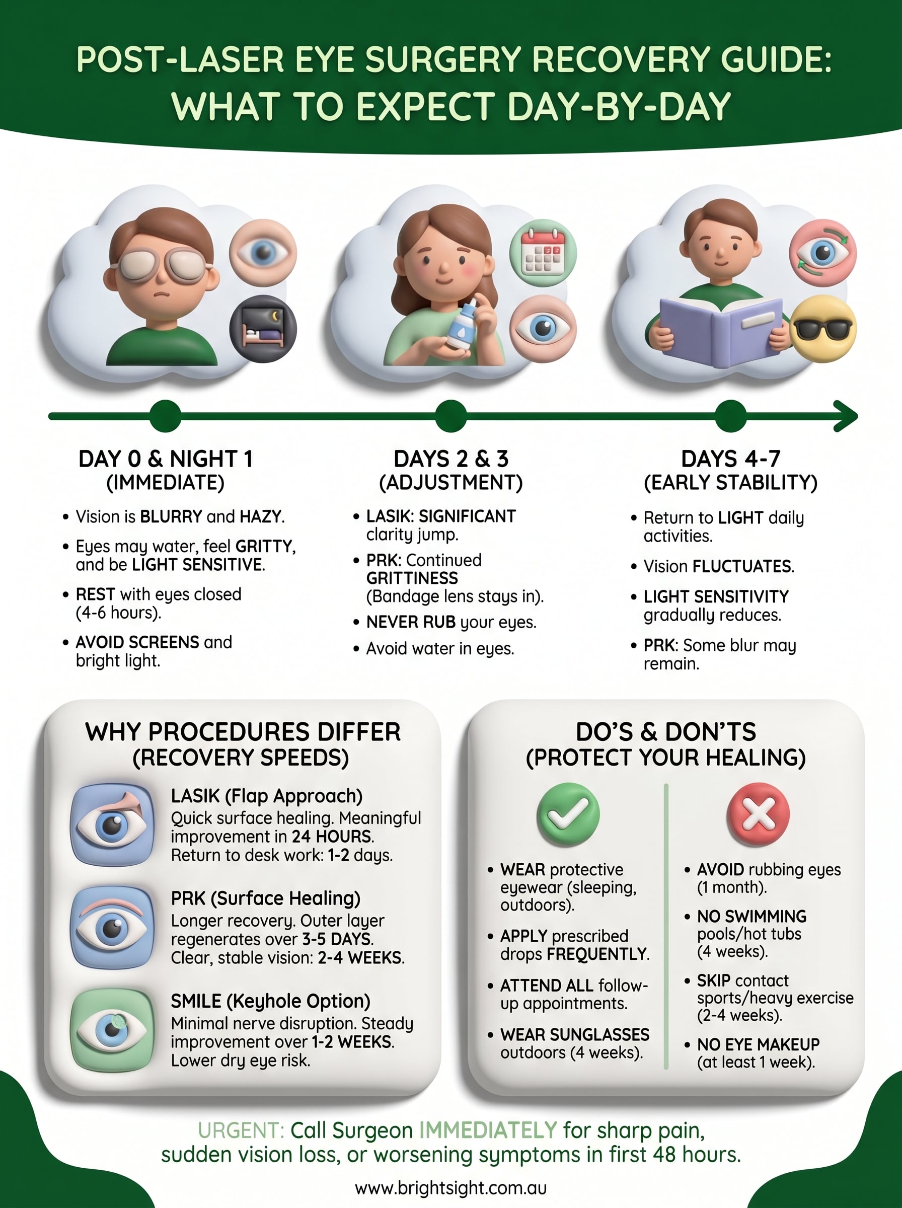 what to expect after laser eye surgery infographic