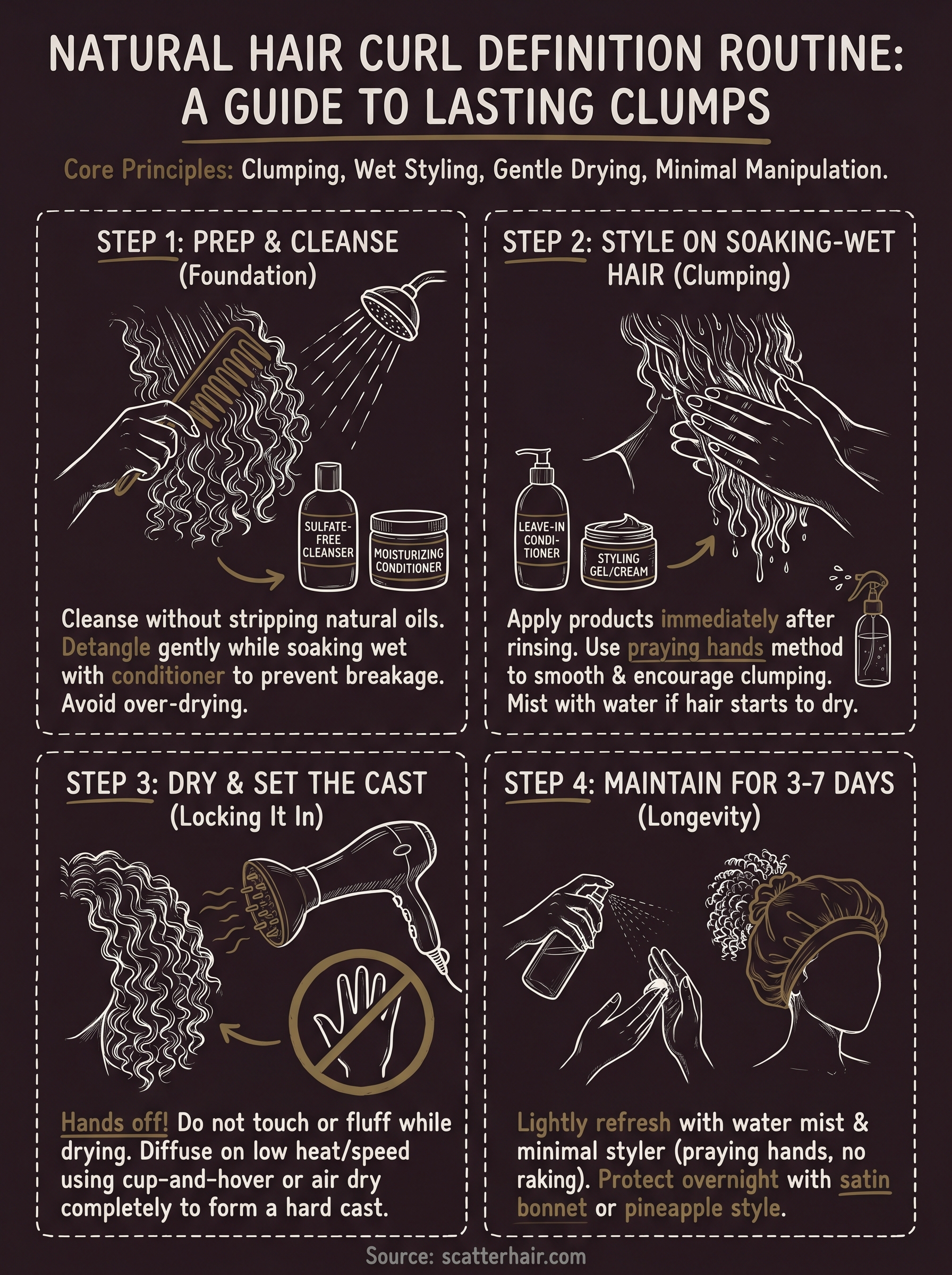 curl definition for natural hair infographic