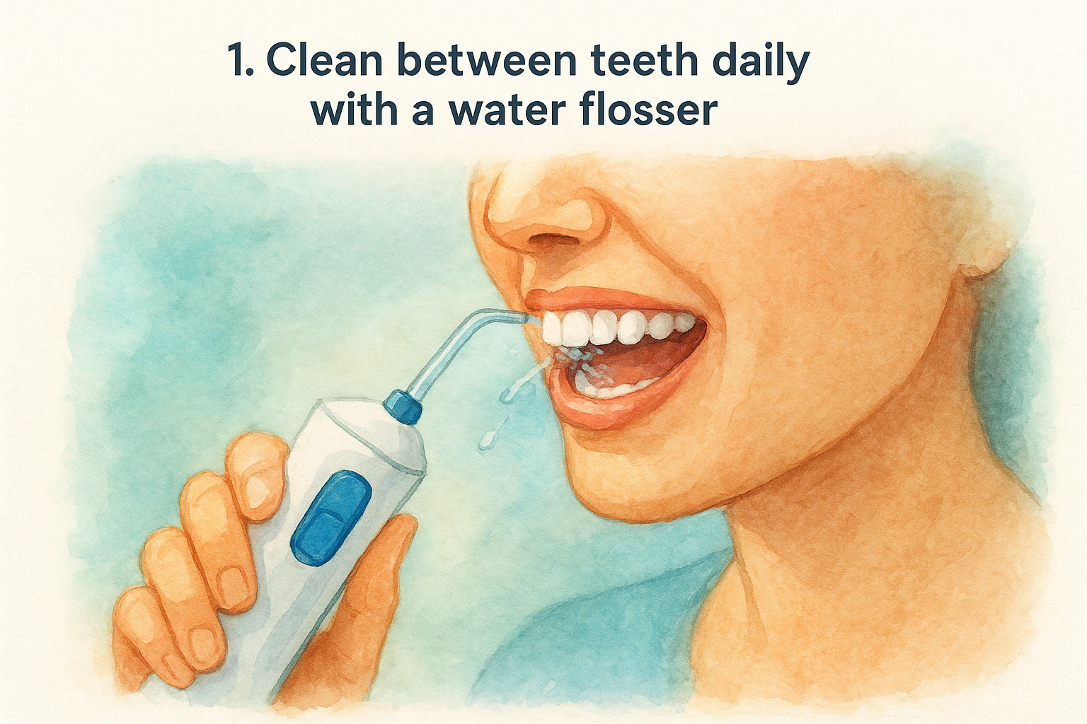 1. Clean between teeth daily with a water flosser