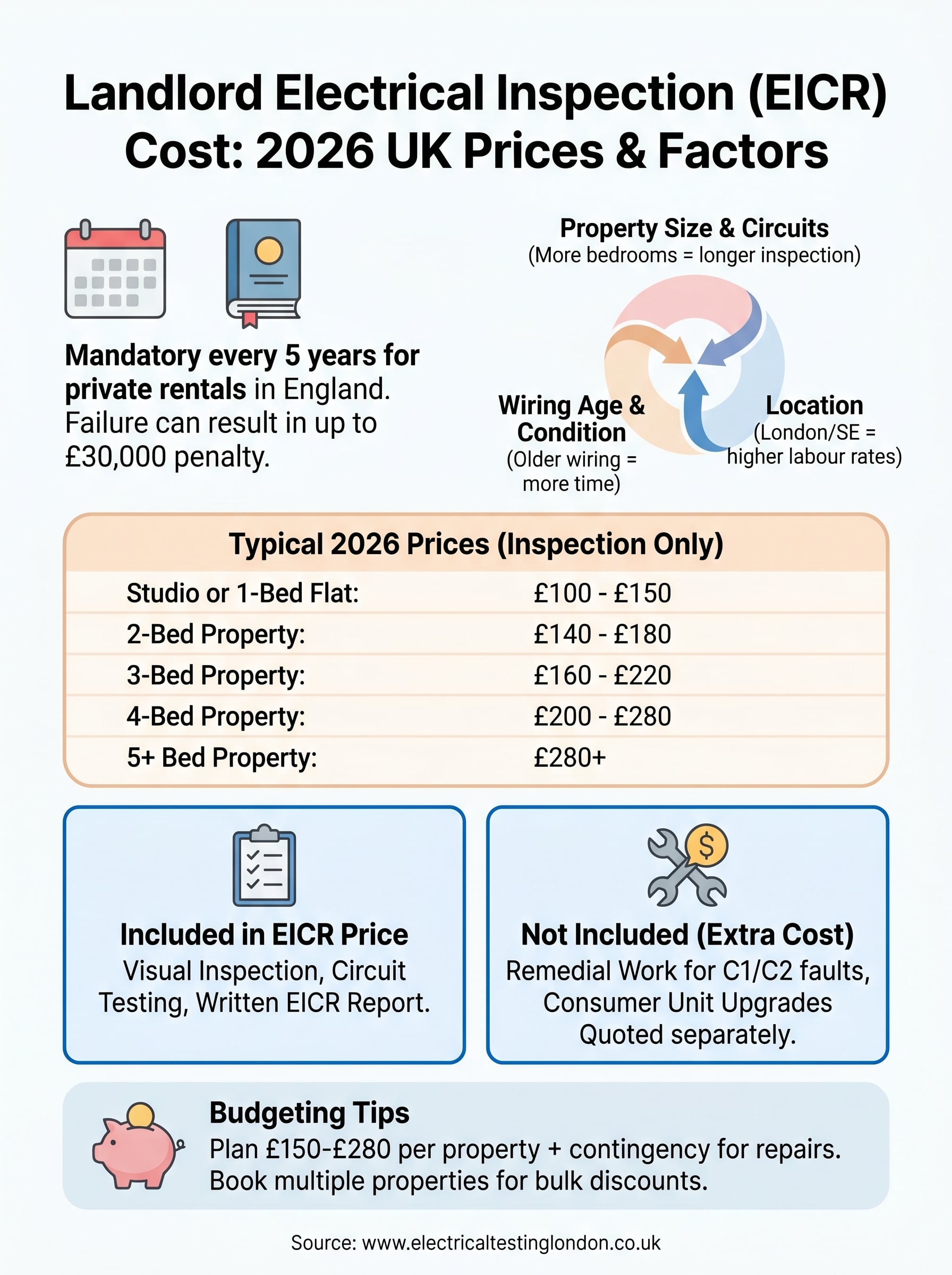 landlord electrical inspection cost infographic