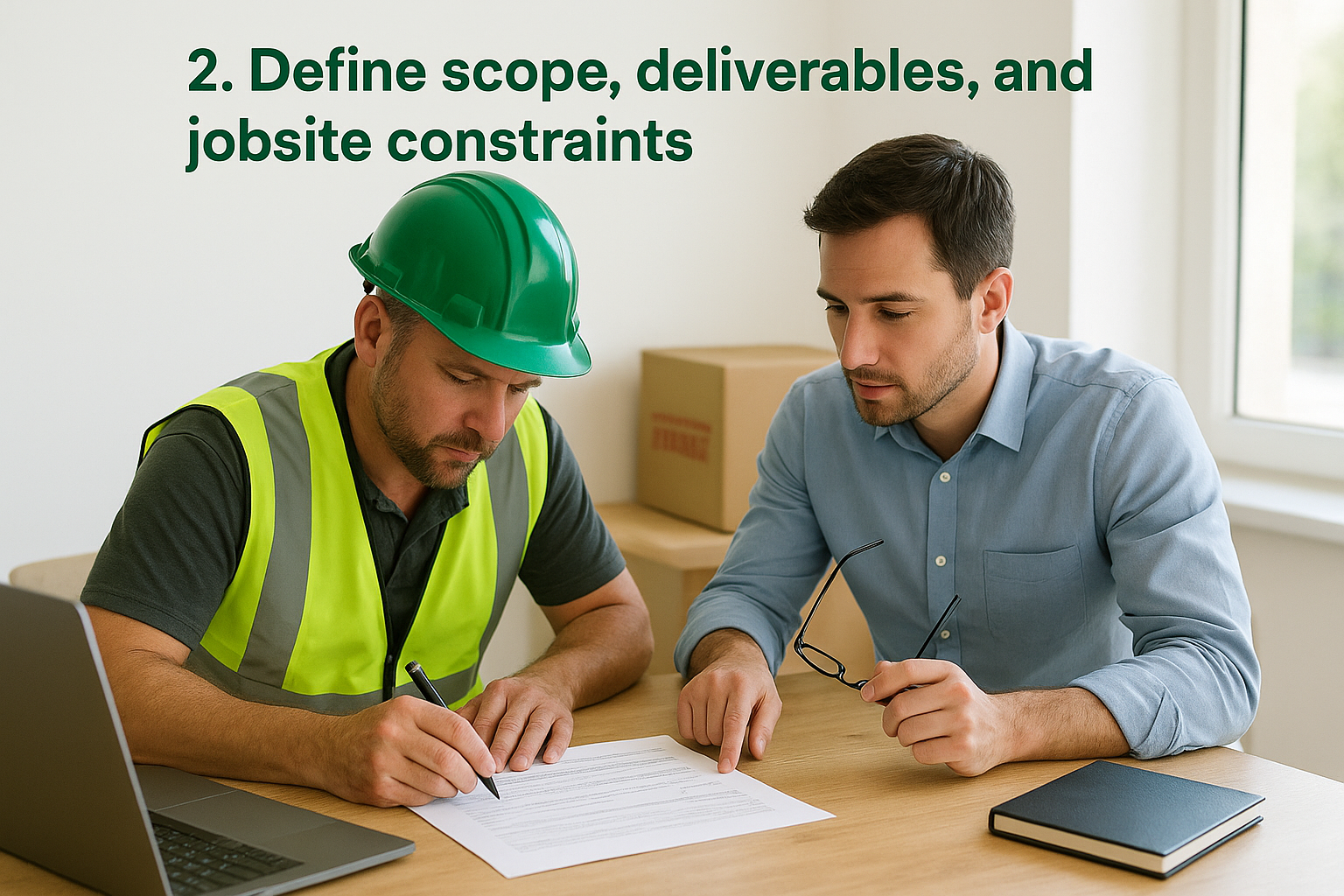 2. Define scope, deliverables, and jobsite constraints