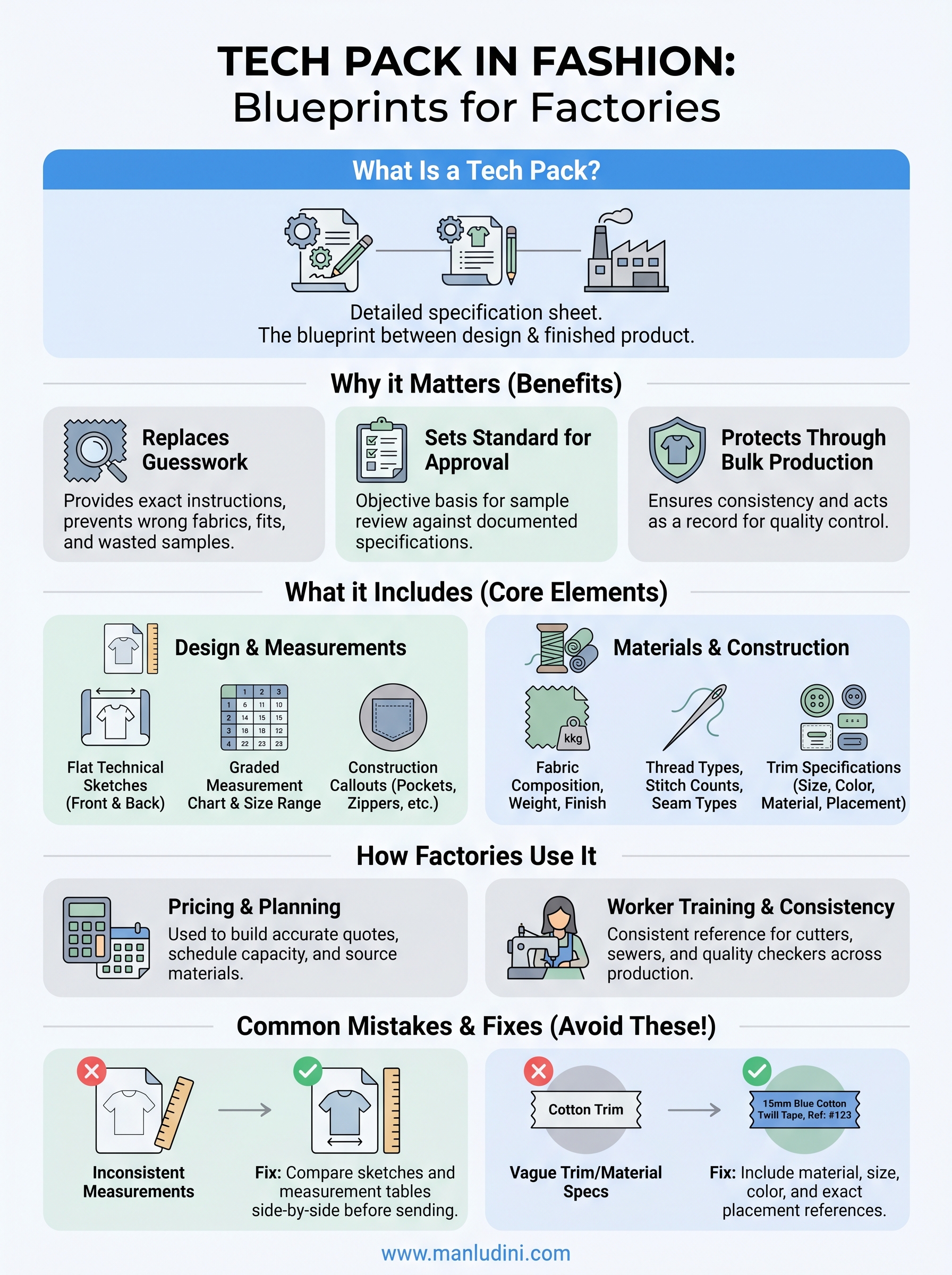 what is a tech pack in fashion infographic