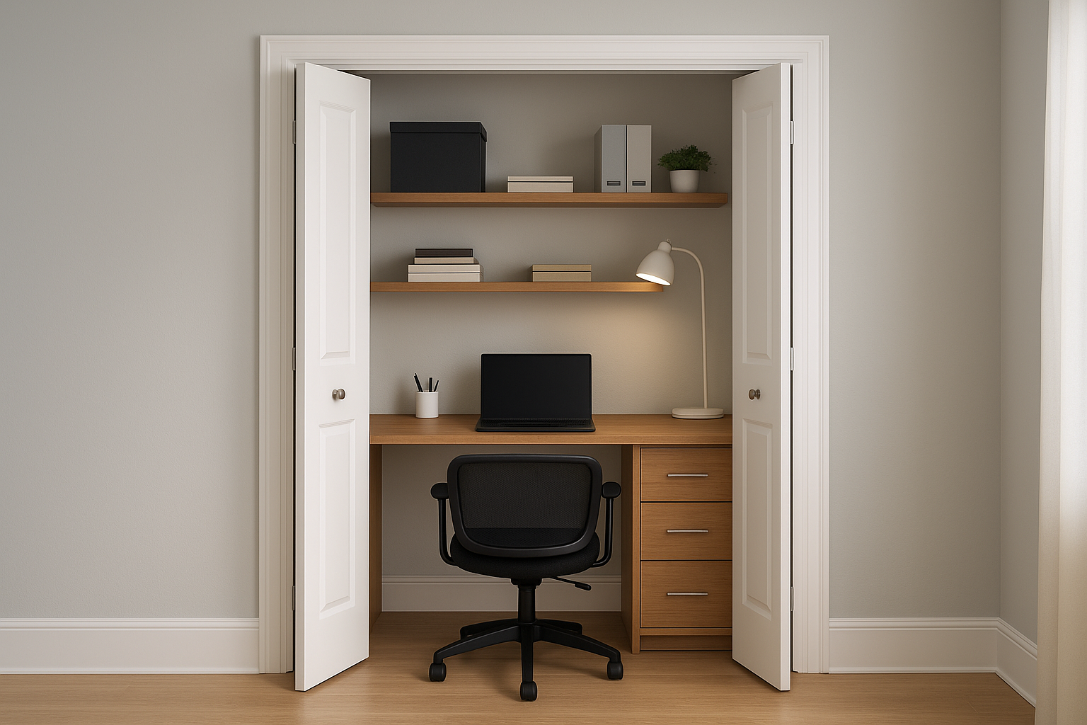 2. Cloffice built-in with hidden storage
