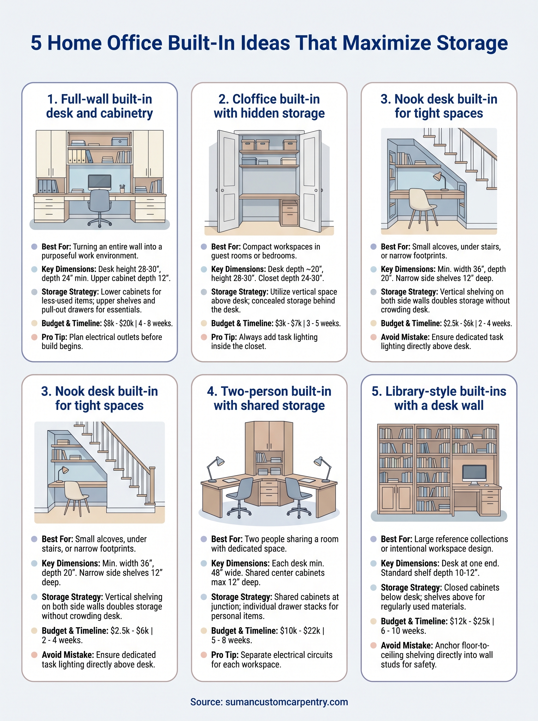 home office built in ideas infographic