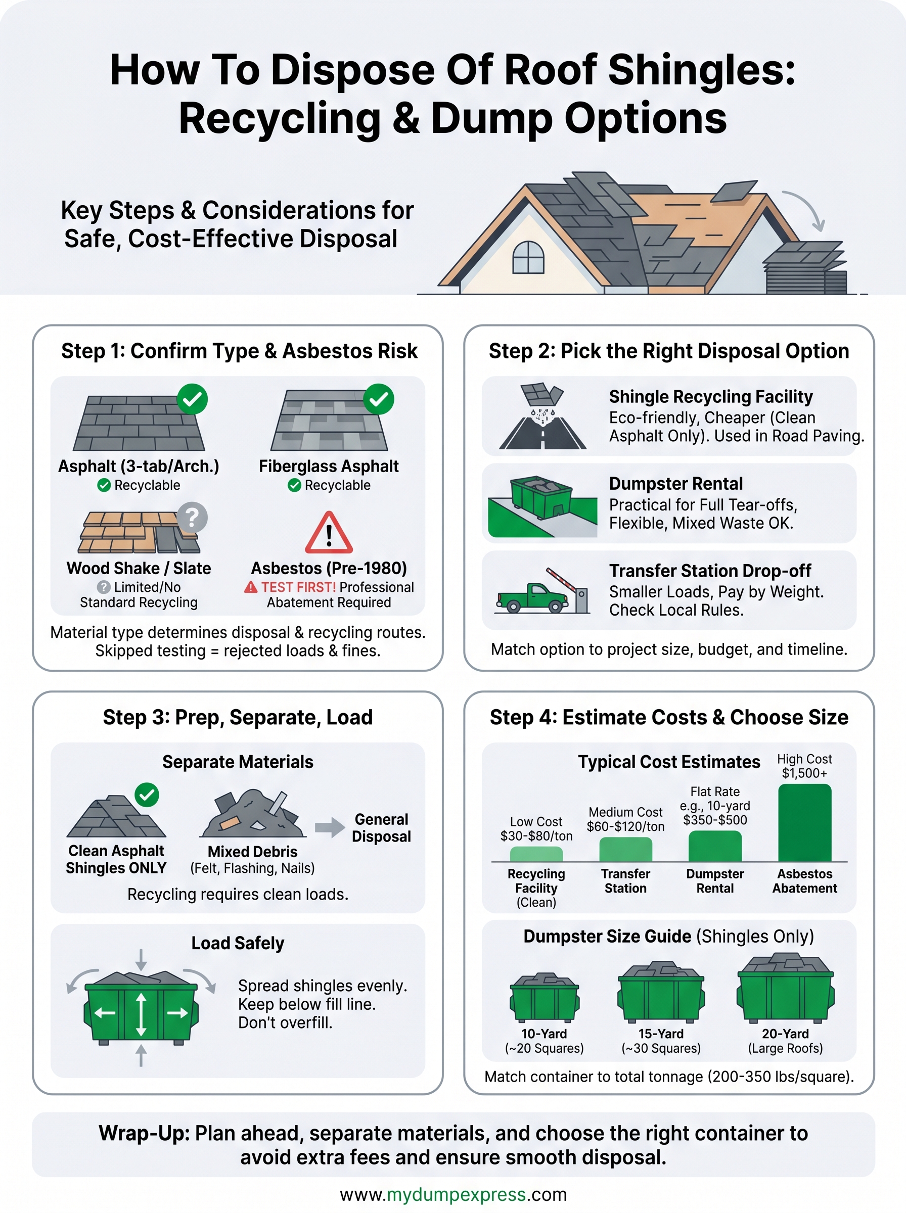 how to dispose of roof shingles infographic