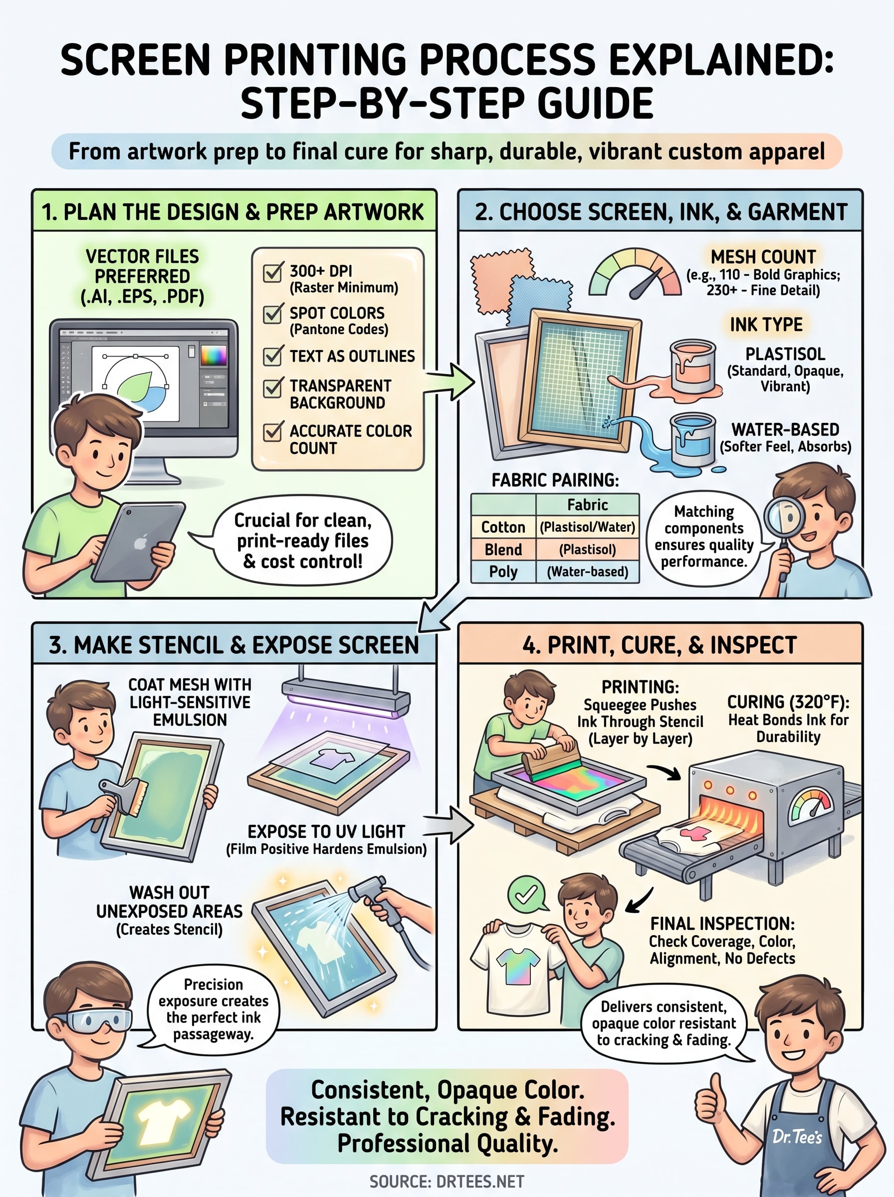 Screen Printing Process Explained: Step-By-Step Guide | Dr Tee's Design ...