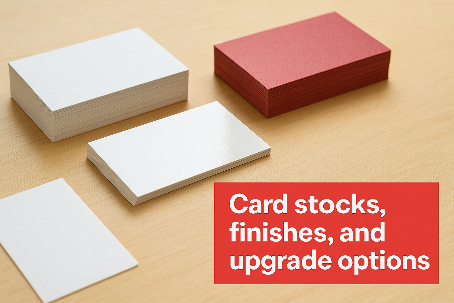 Card stocks, finishes, and upgrade options