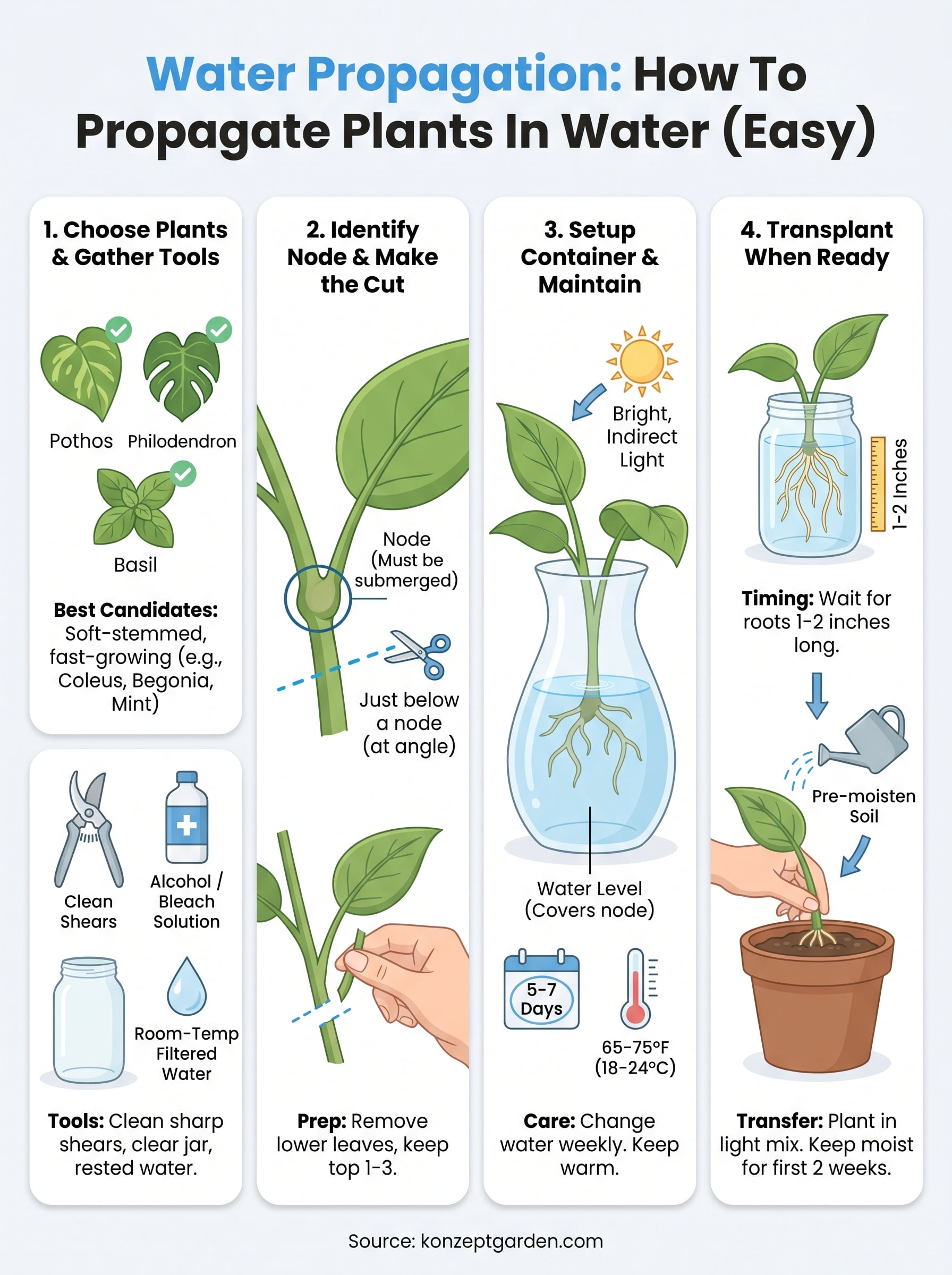 how to propagate plants in water infographic