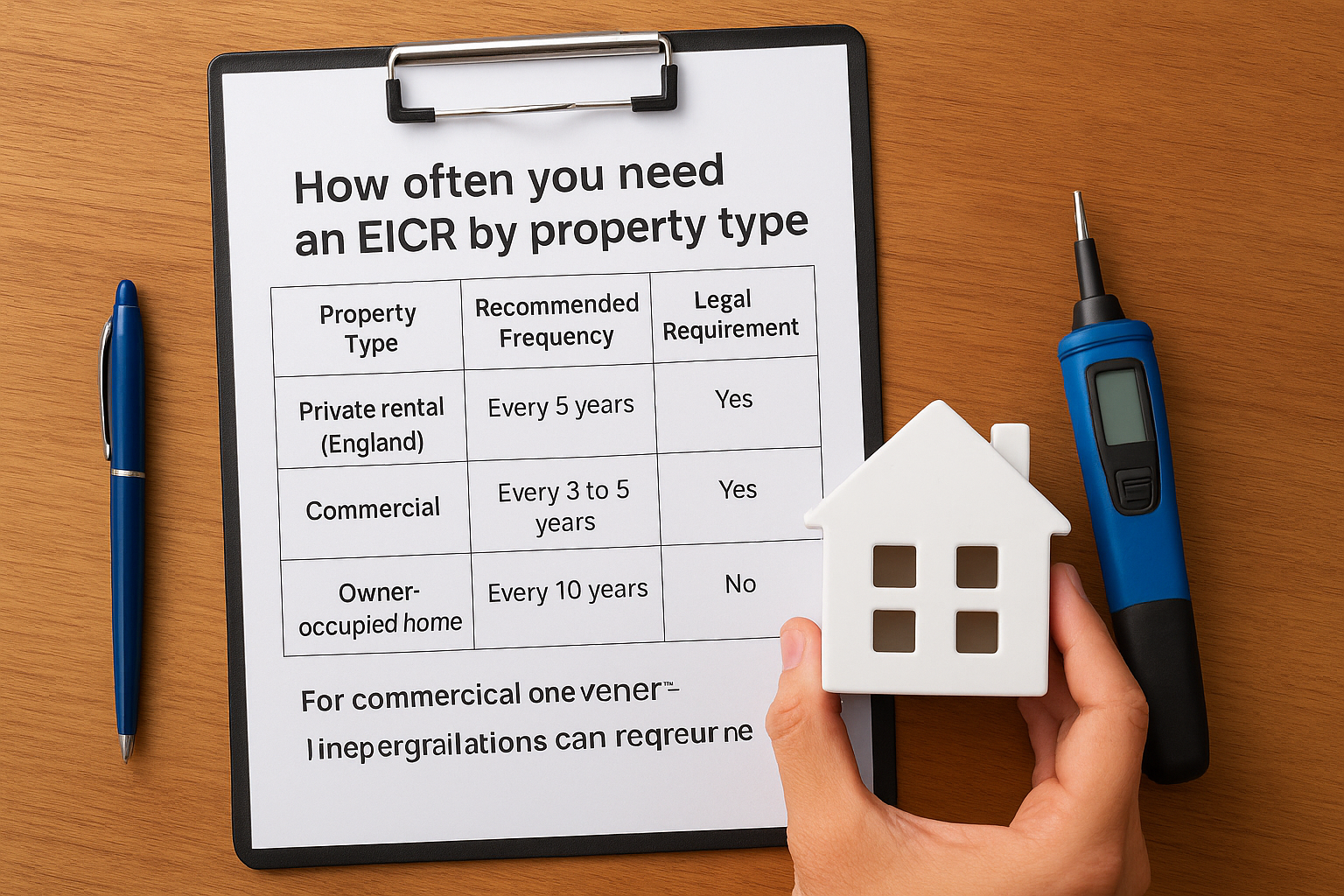 How often you need an EICR by property type