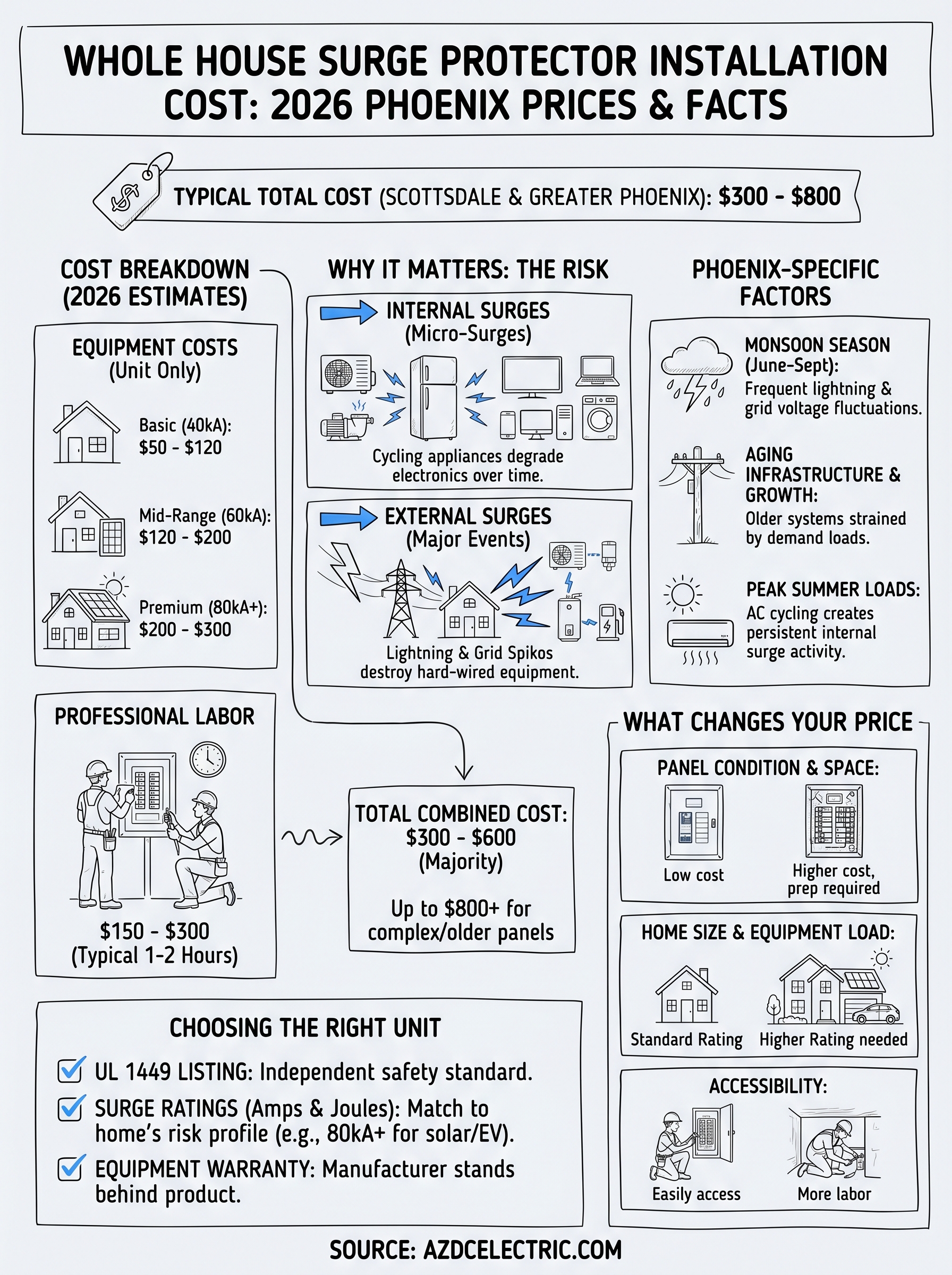 whole house surge protector installation cost infographic